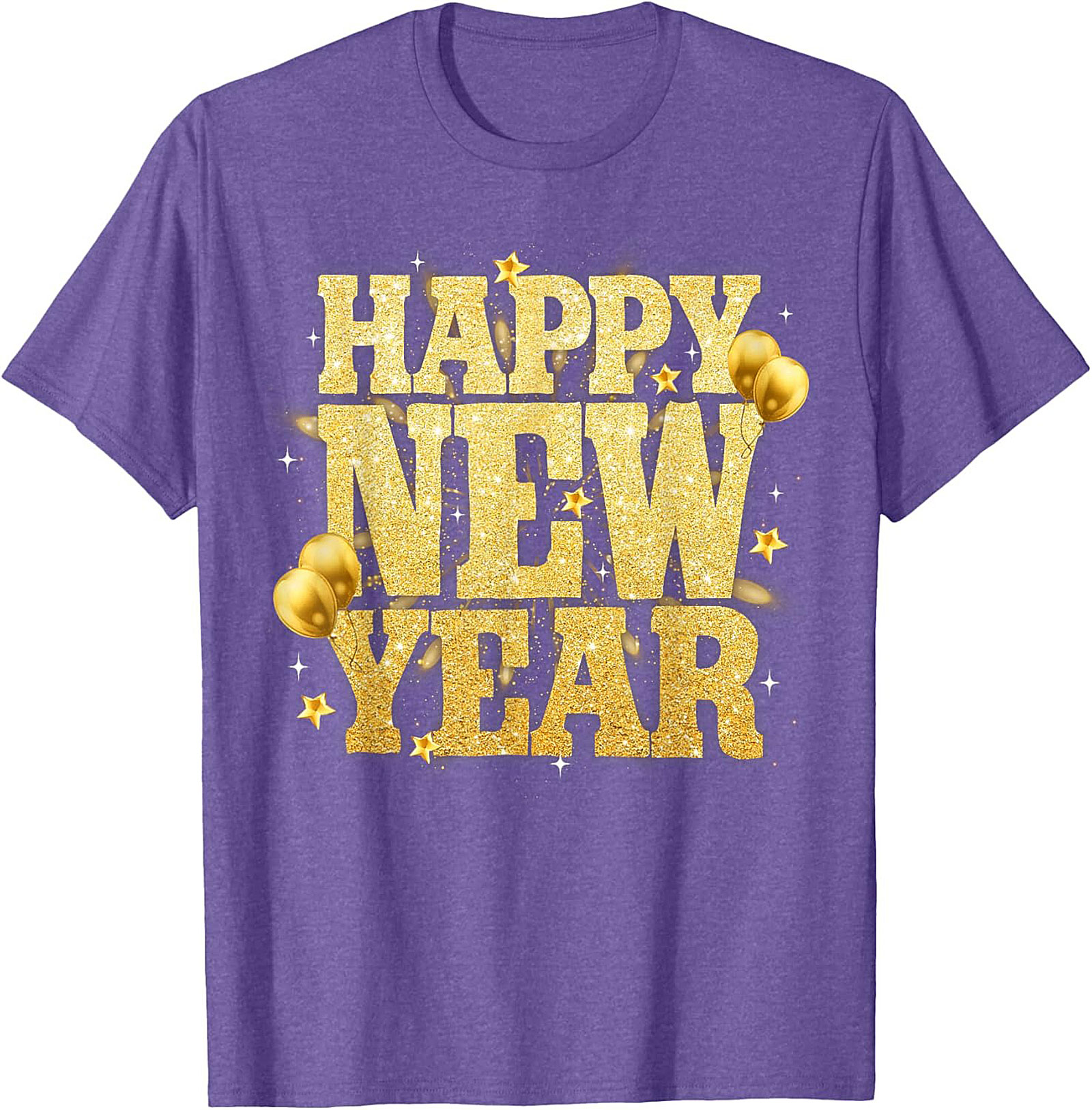 Happy New Year T-Shirt Festive Gold Glitter Graphic Tee