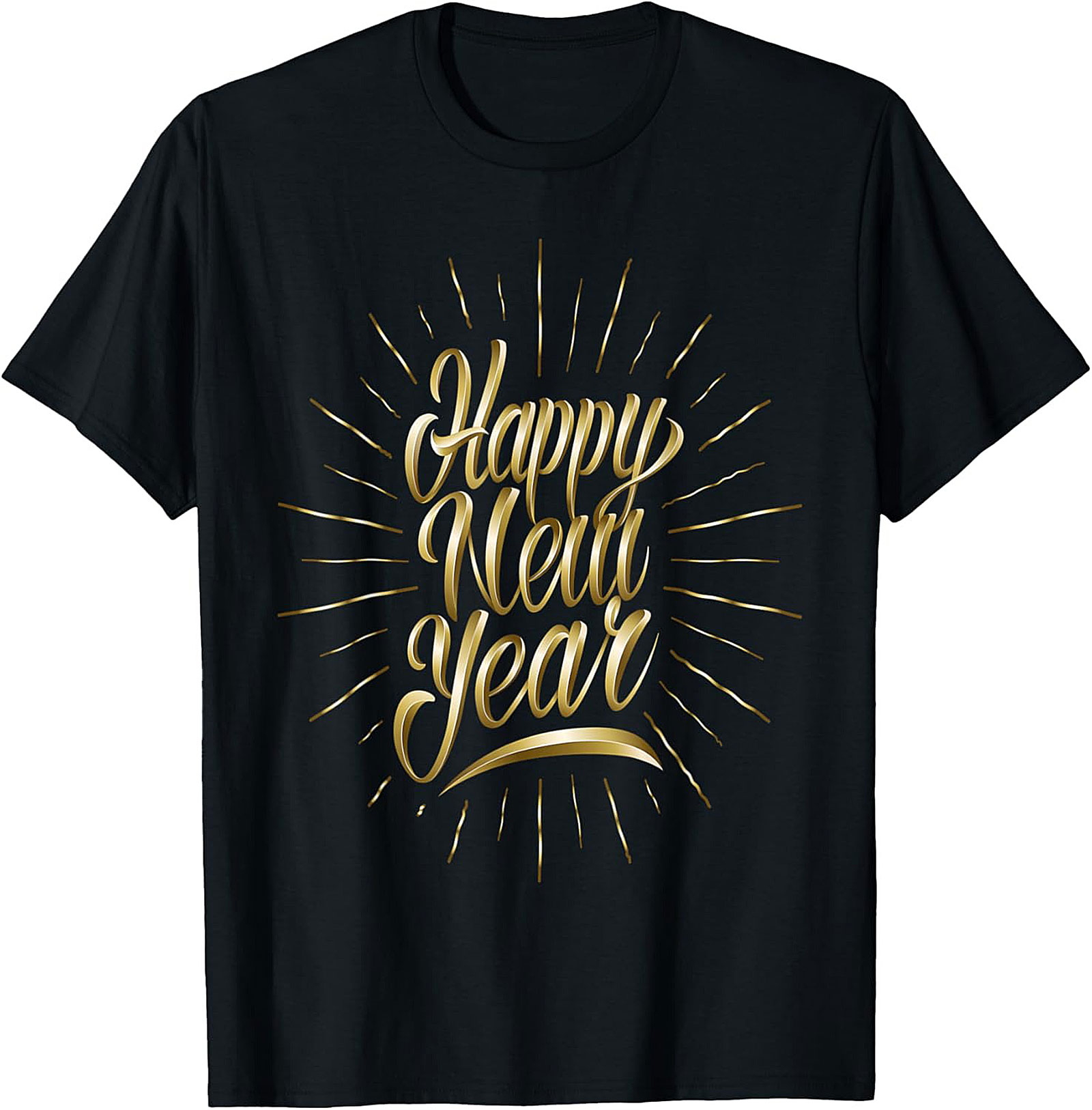 Happy New Year T-shirt Festive Gold Graphic Tee