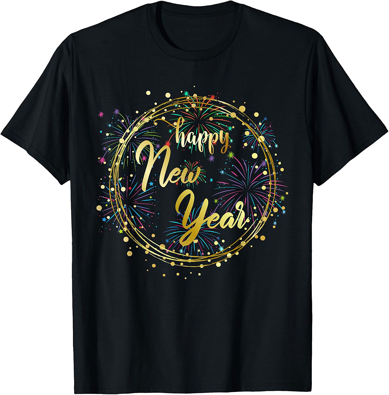 Happy New Year T-shirt Festive Fireworks Graphic Tee