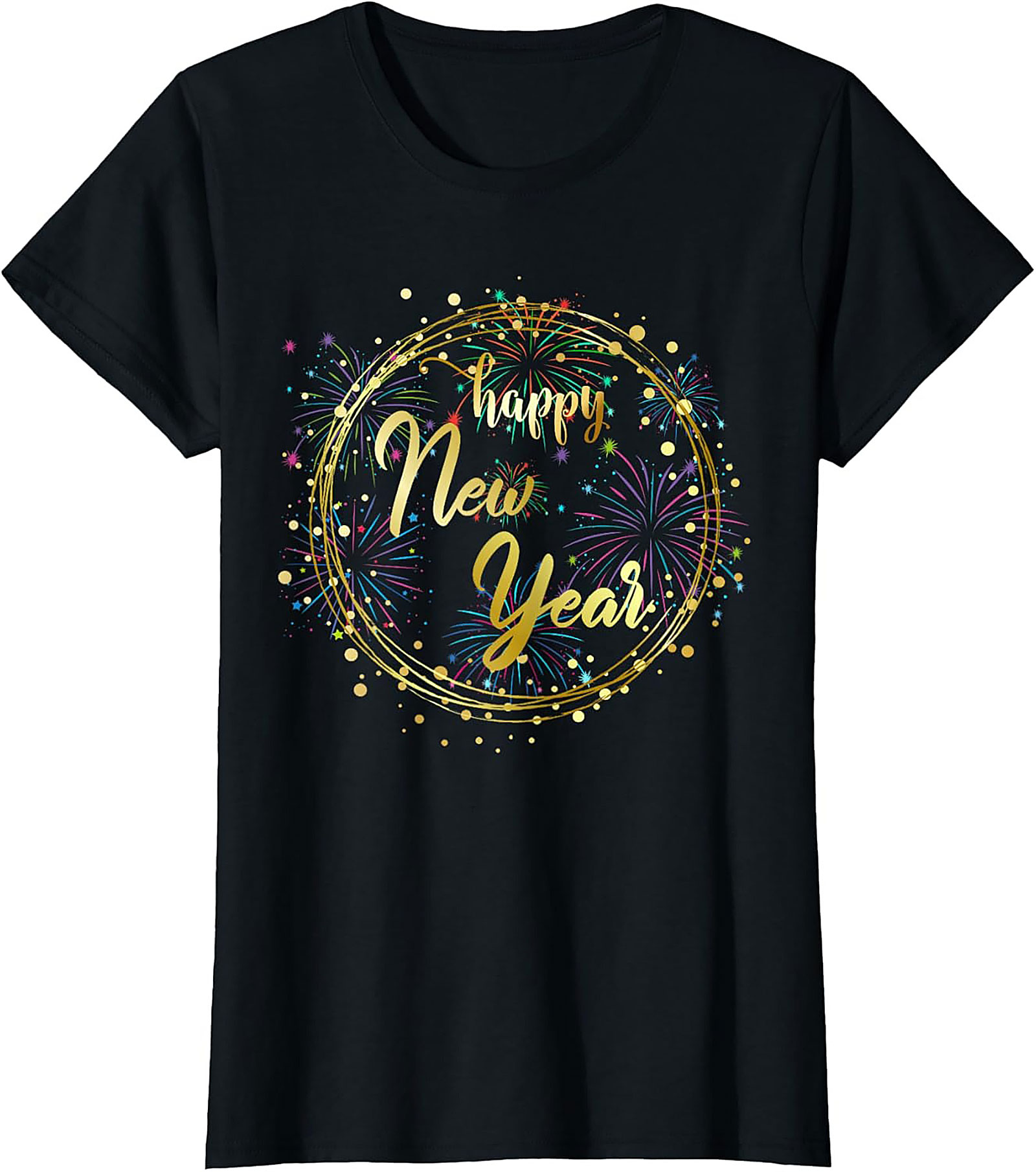 Happy New Year T-shirt Festive Fireworks Graphic Tee