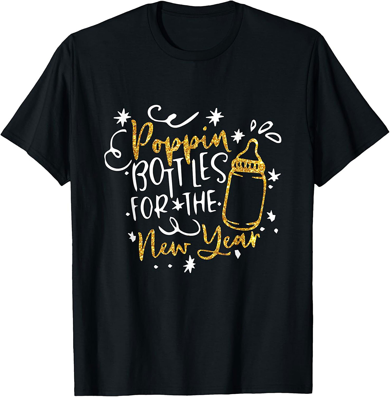 Poppin' Bottles New Year Baby T-shirt Funny Unisex Tee