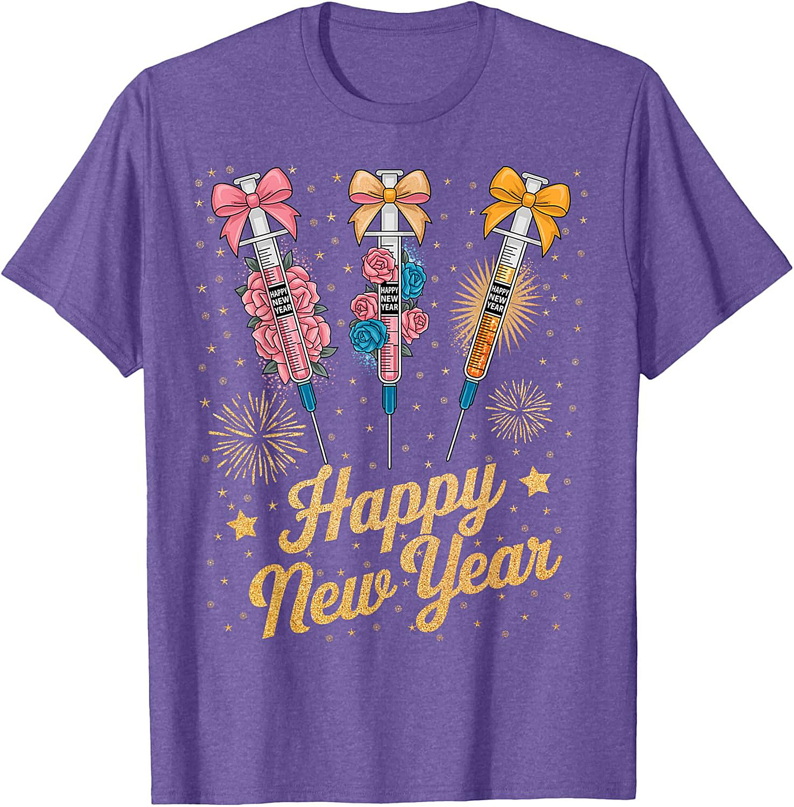 Funny New Year Graphic Tee Festive Syringe T-Shirt