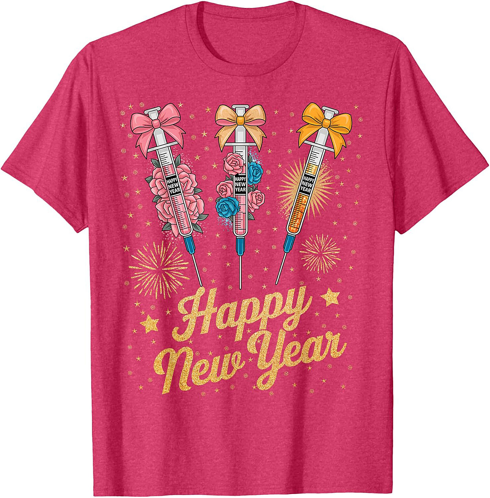 Funny New Year Graphic Tee Festive Syringe T-Shirt