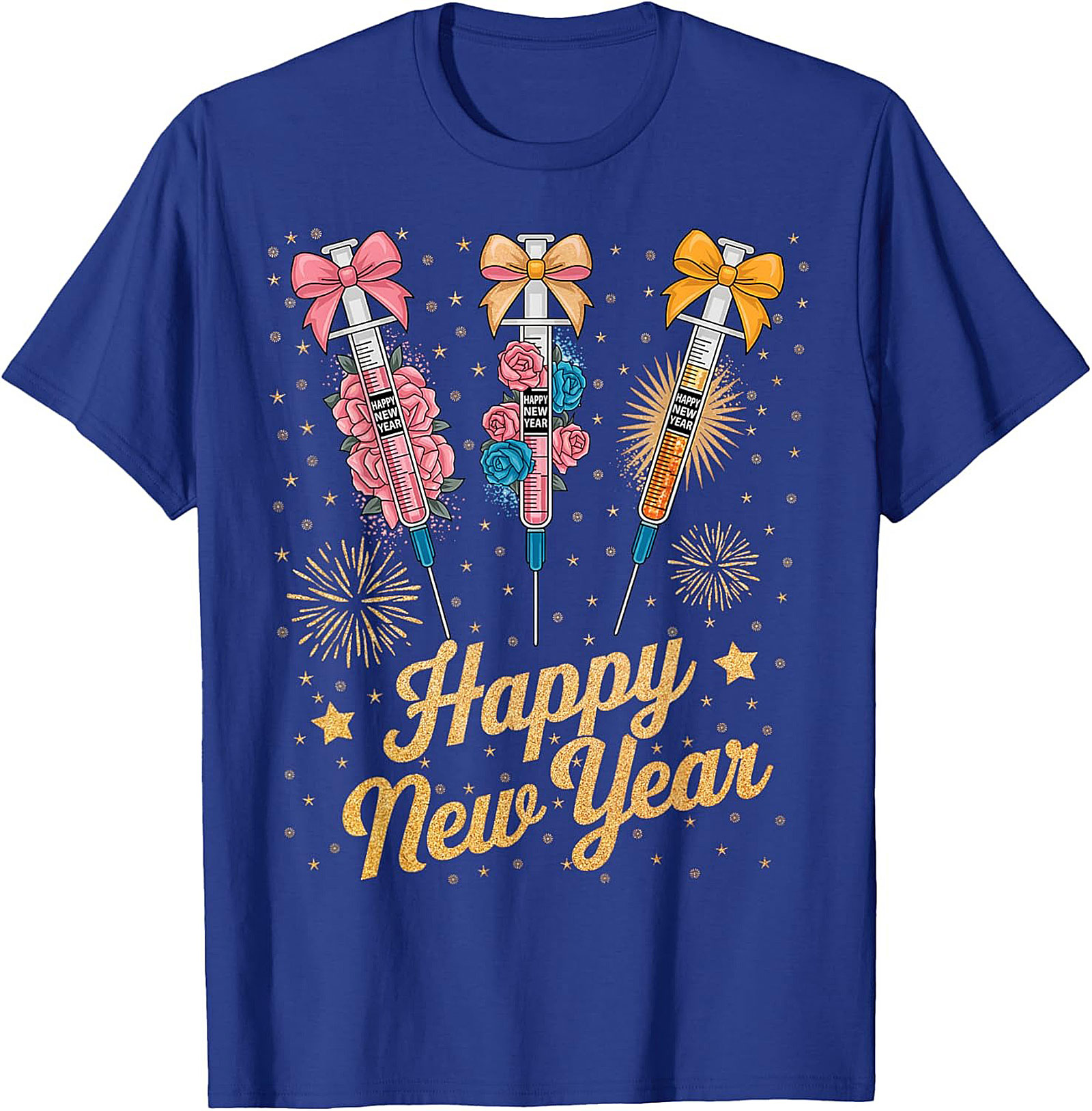 Funny New Year Graphic Tee Festive Syringe T-Shirt