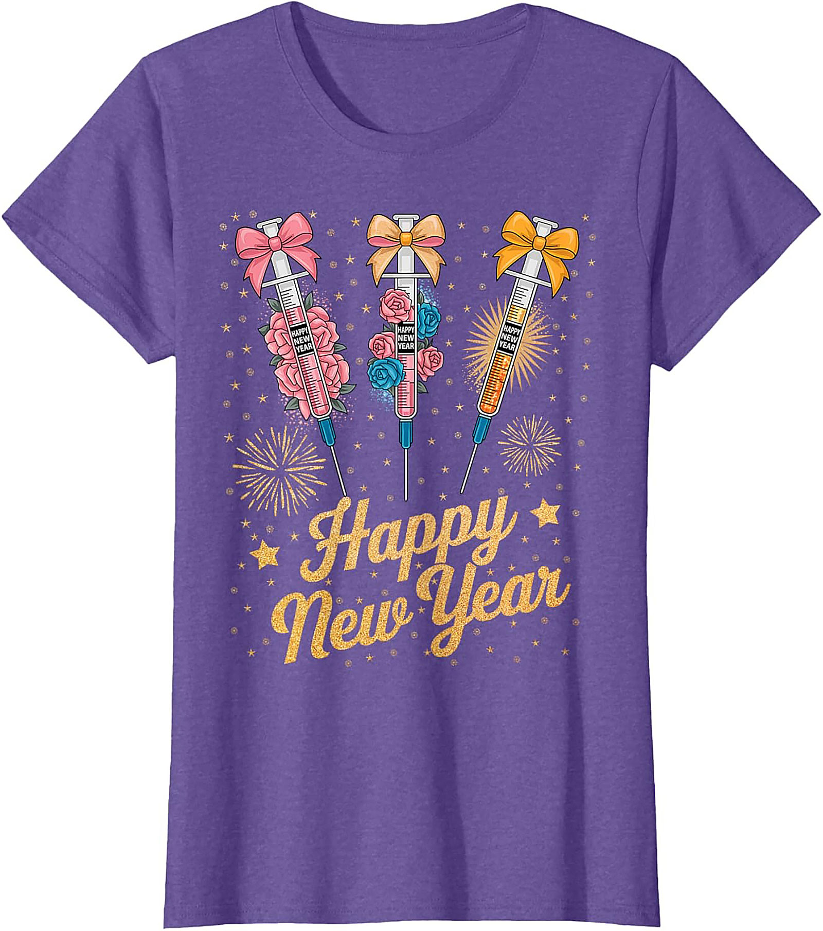 Funny New Year Graphic Tee Festive Syringe T-Shirt
