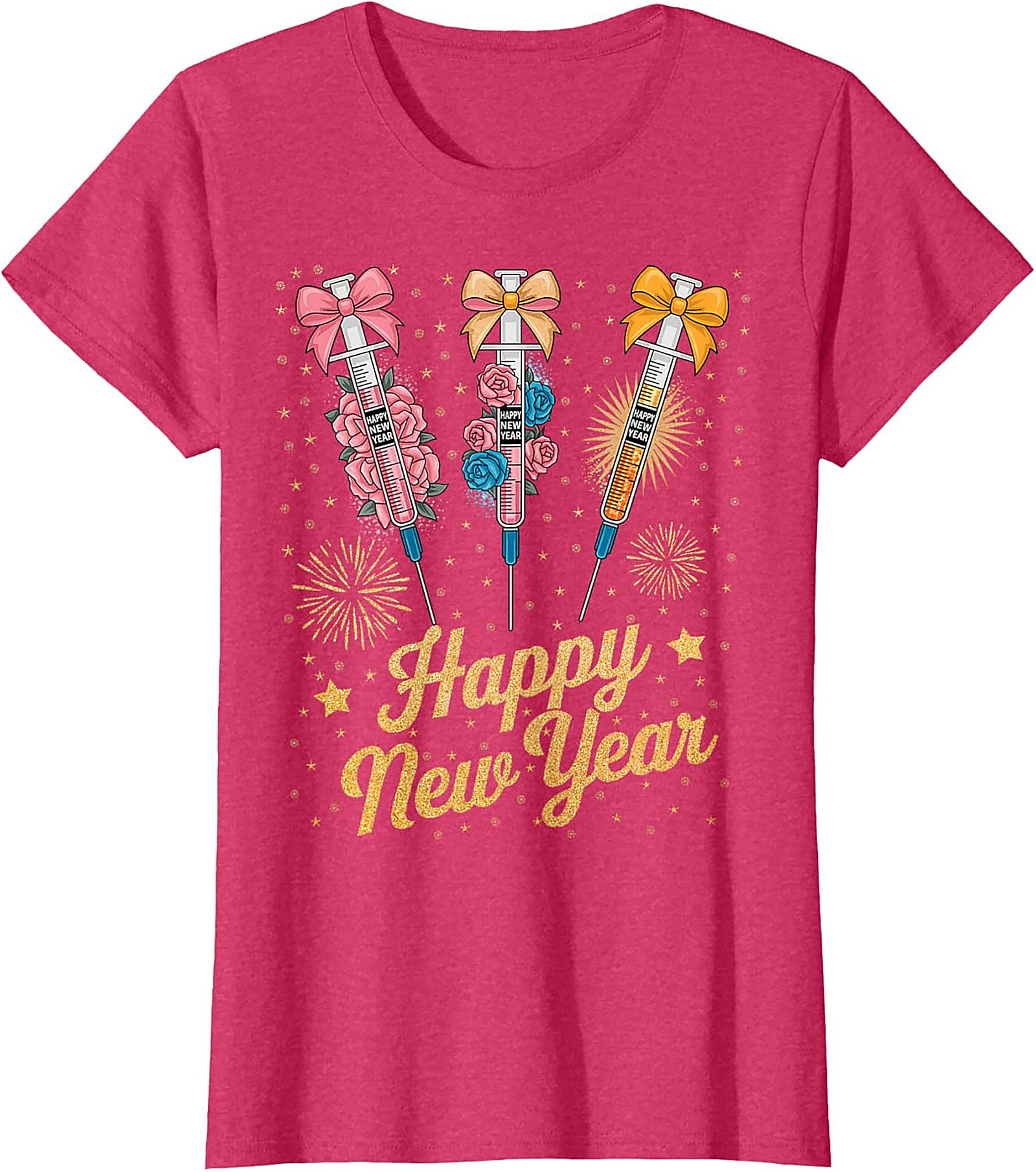 Funny New Year Graphic Tee Festive Syringe T-Shirt