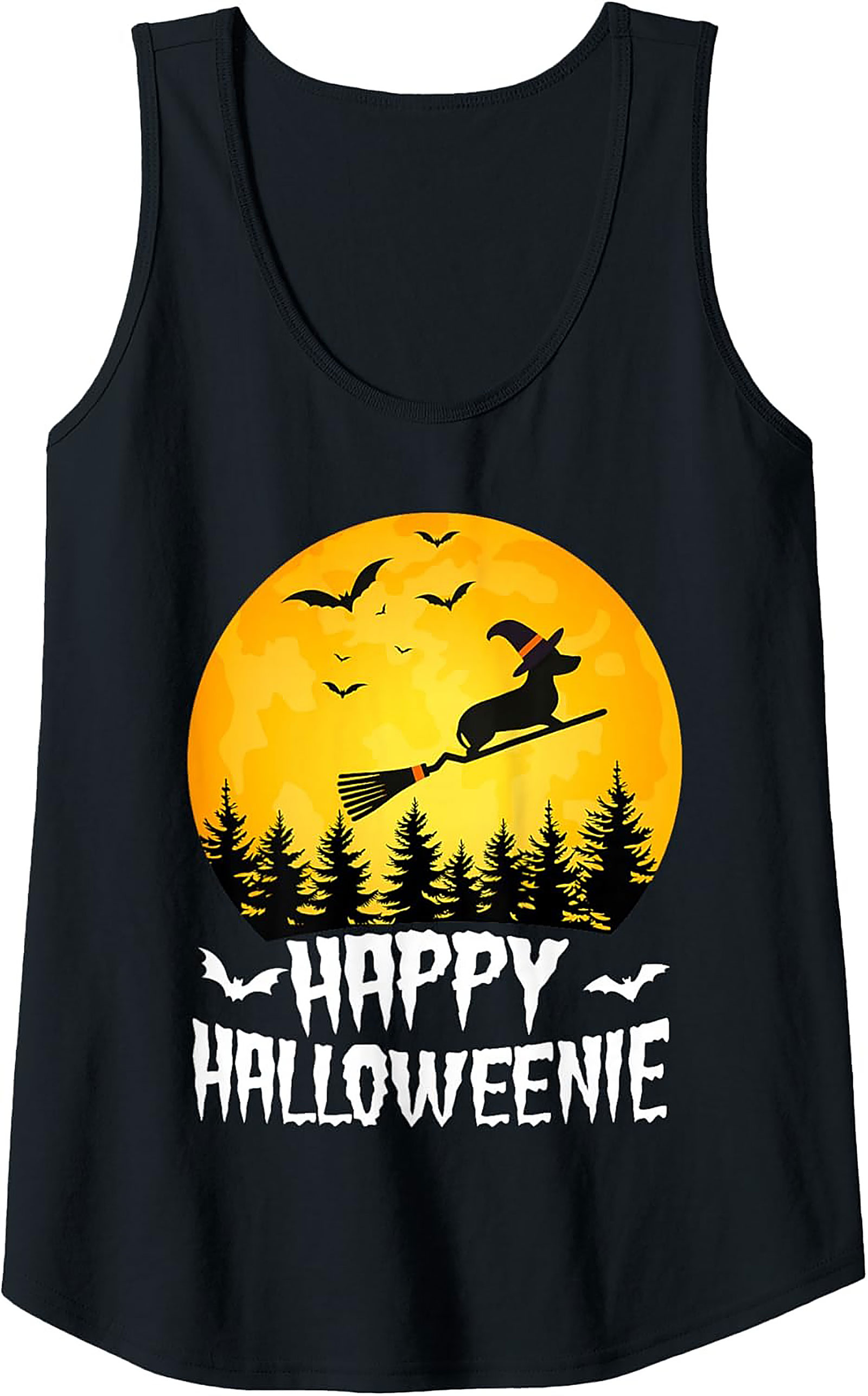 Happy Halloweenie Dachshund Halloween Graphic Tank