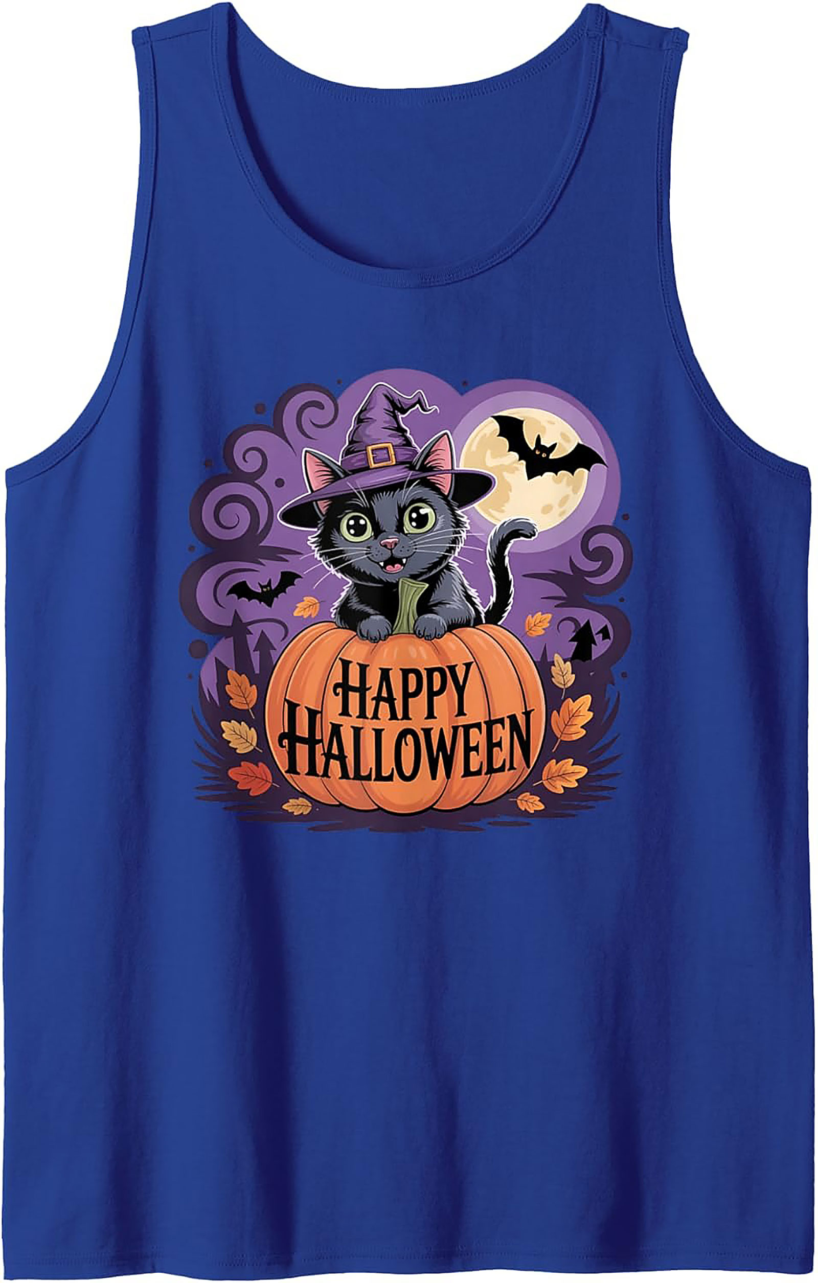 Cute Witch Cat Halloween Graphic Tank | Unisex Sleeveless Shirt