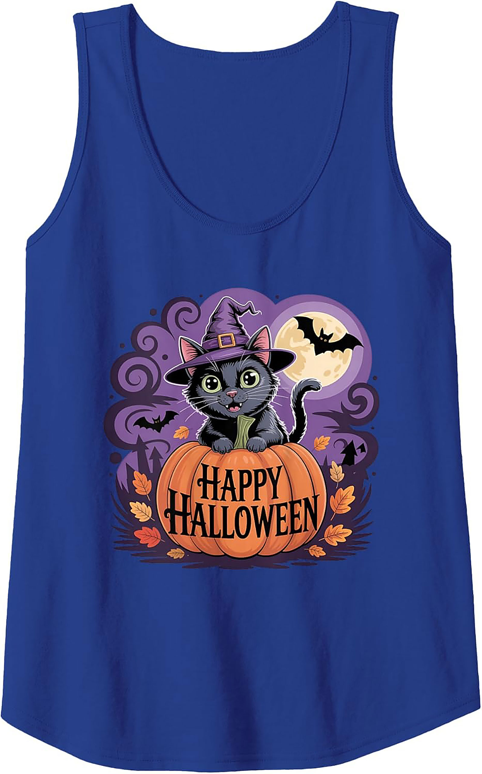 Cute Witch Cat Halloween Graphic Tank | Unisex Sleeveless Shirt
