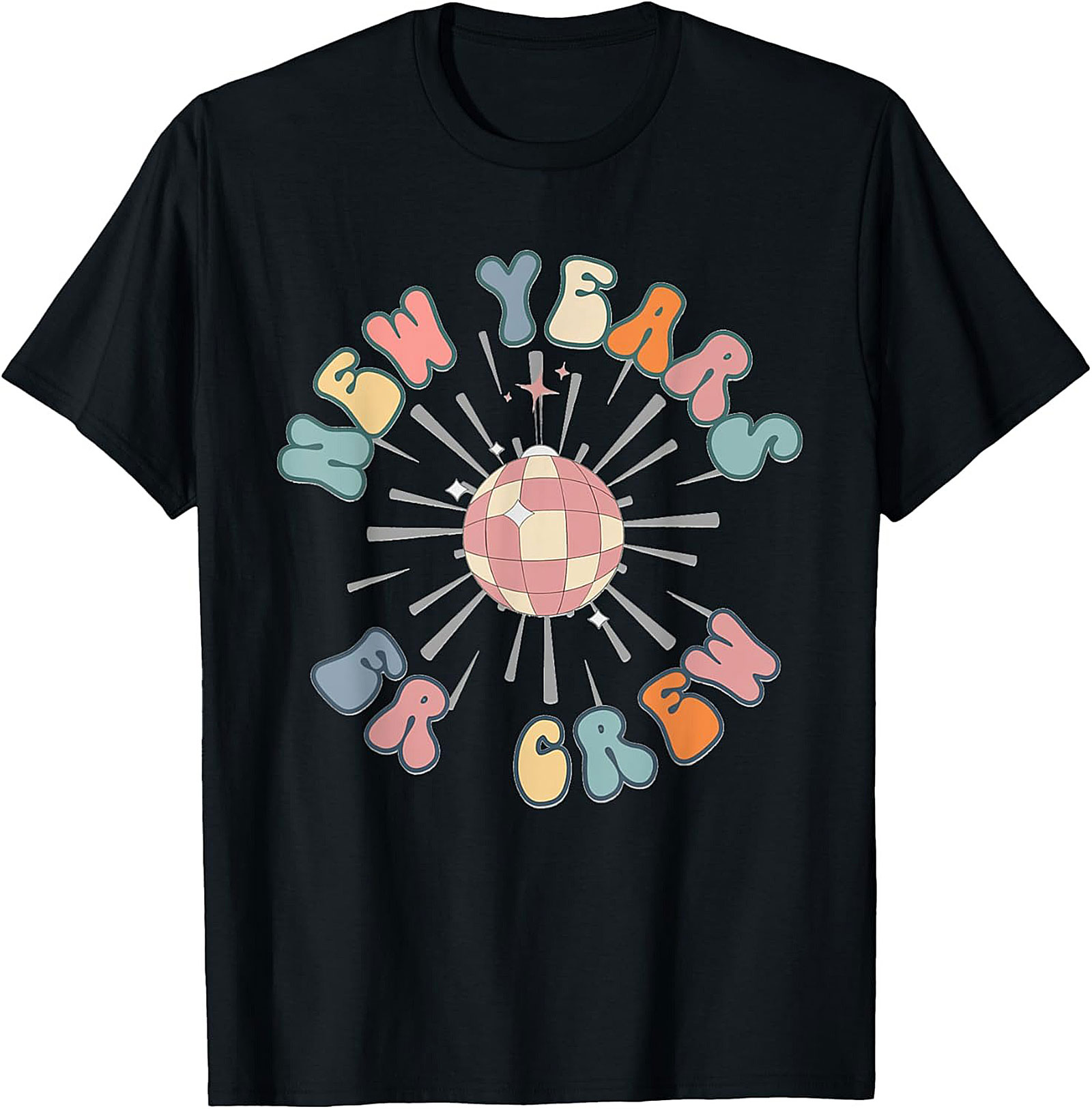 Retro New Year's Eve T-Shirt Groovy Disco Party Crew Tee