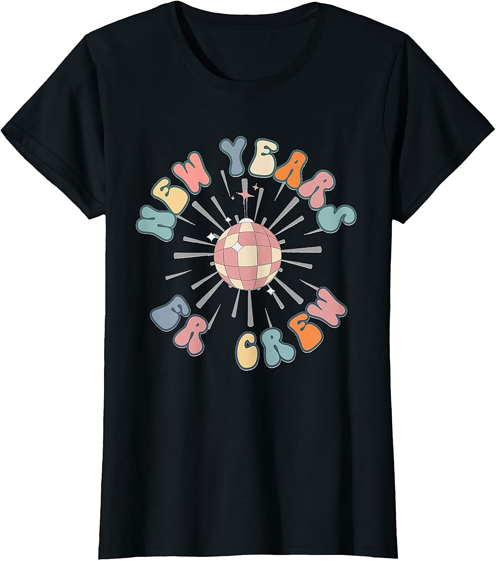 Retro New Year's Eve T-Shirt Groovy Disco Party Crew Tee