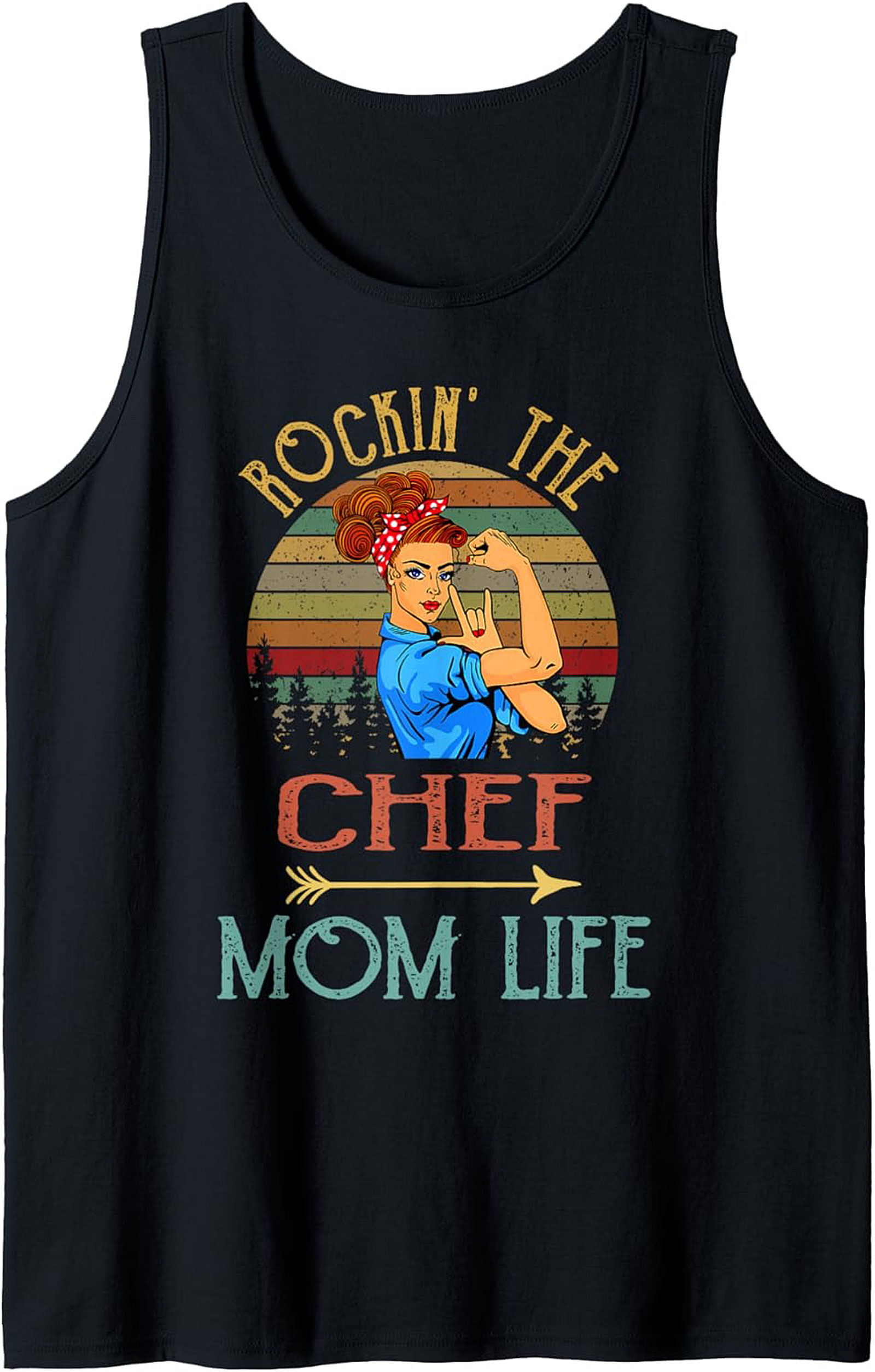 Chef Mom Tank Top Rockin' The Mom Life Graphic Sleeveless Shirt