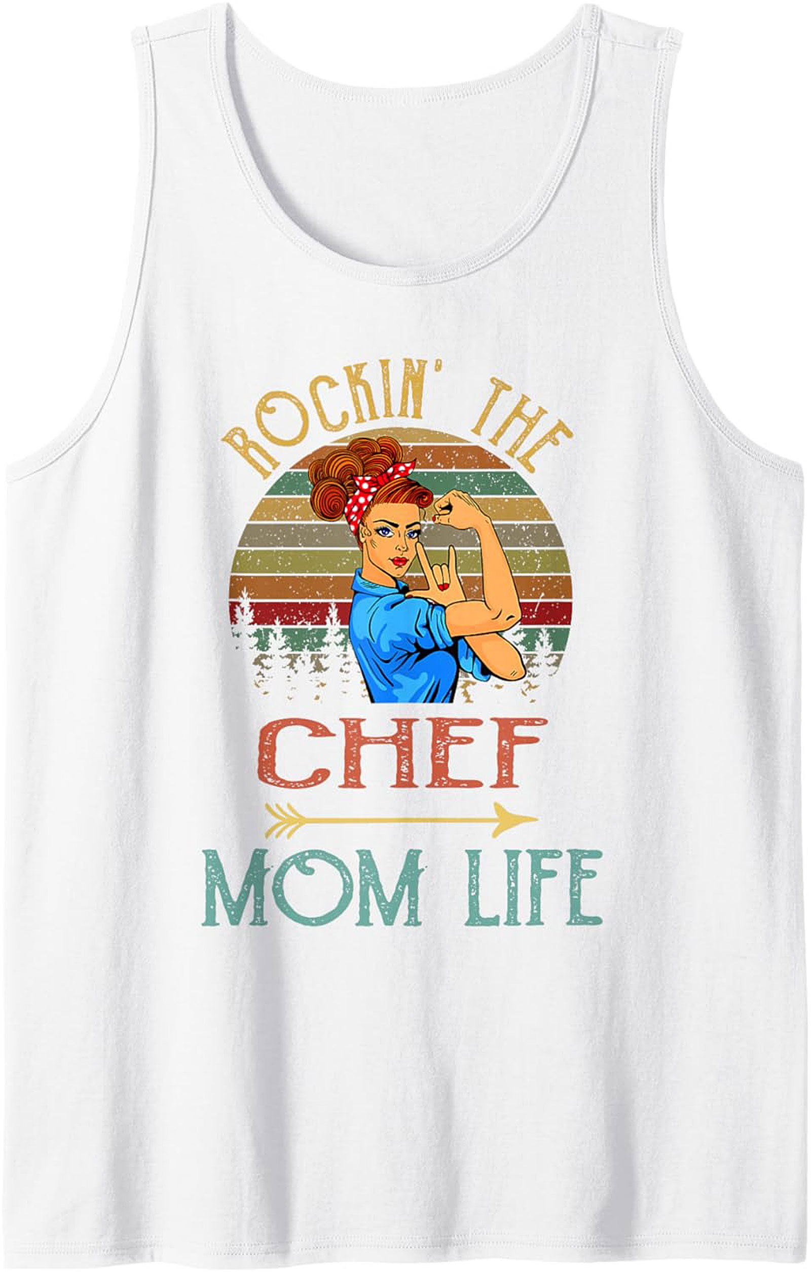 Chef Mom Tank Top Rockin' The Mom Life Graphic Sleeveless Shirt