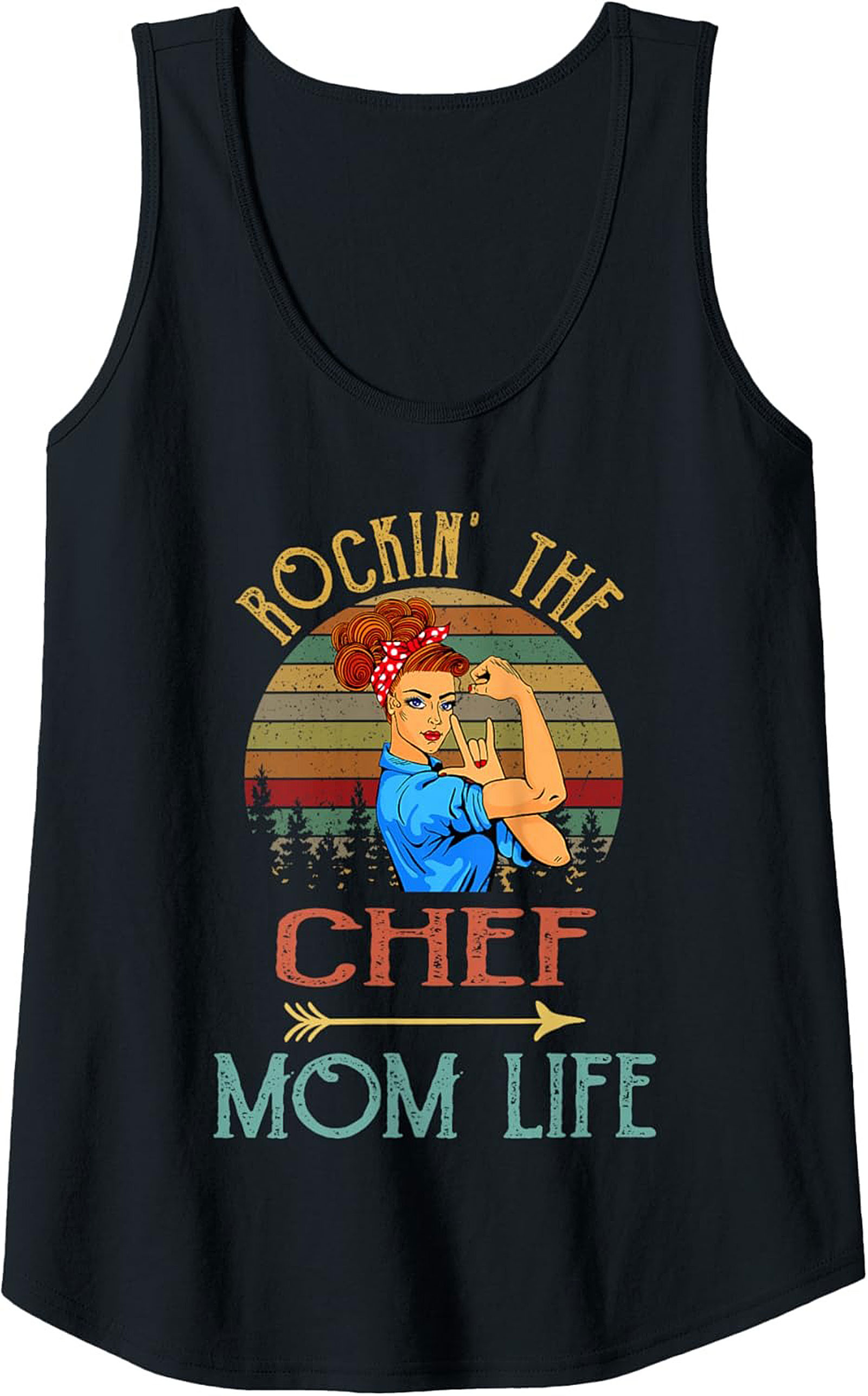 Chef Mom Tank Top Rockin' The Mom Life Graphic Sleeveless Shirt