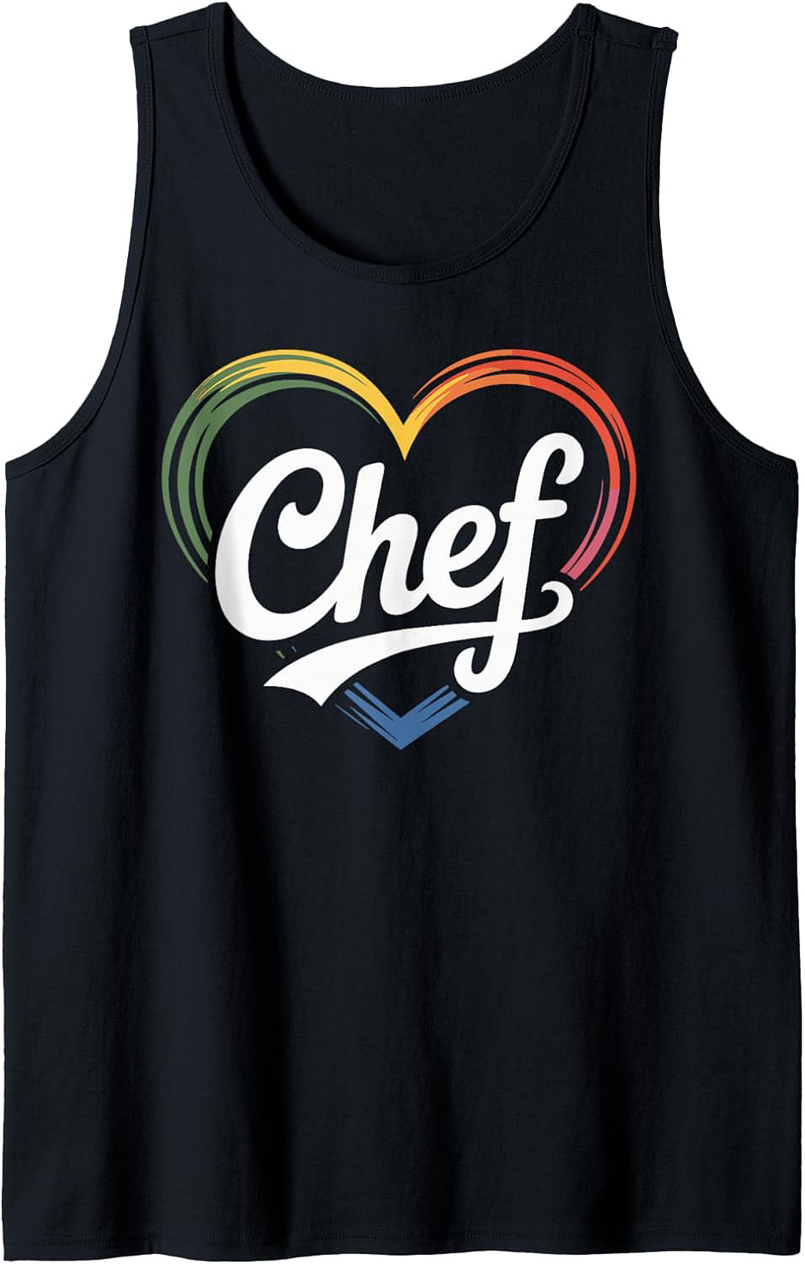 Chef Tank Top Rainbow Heart Graphic Sleeveless Shirt