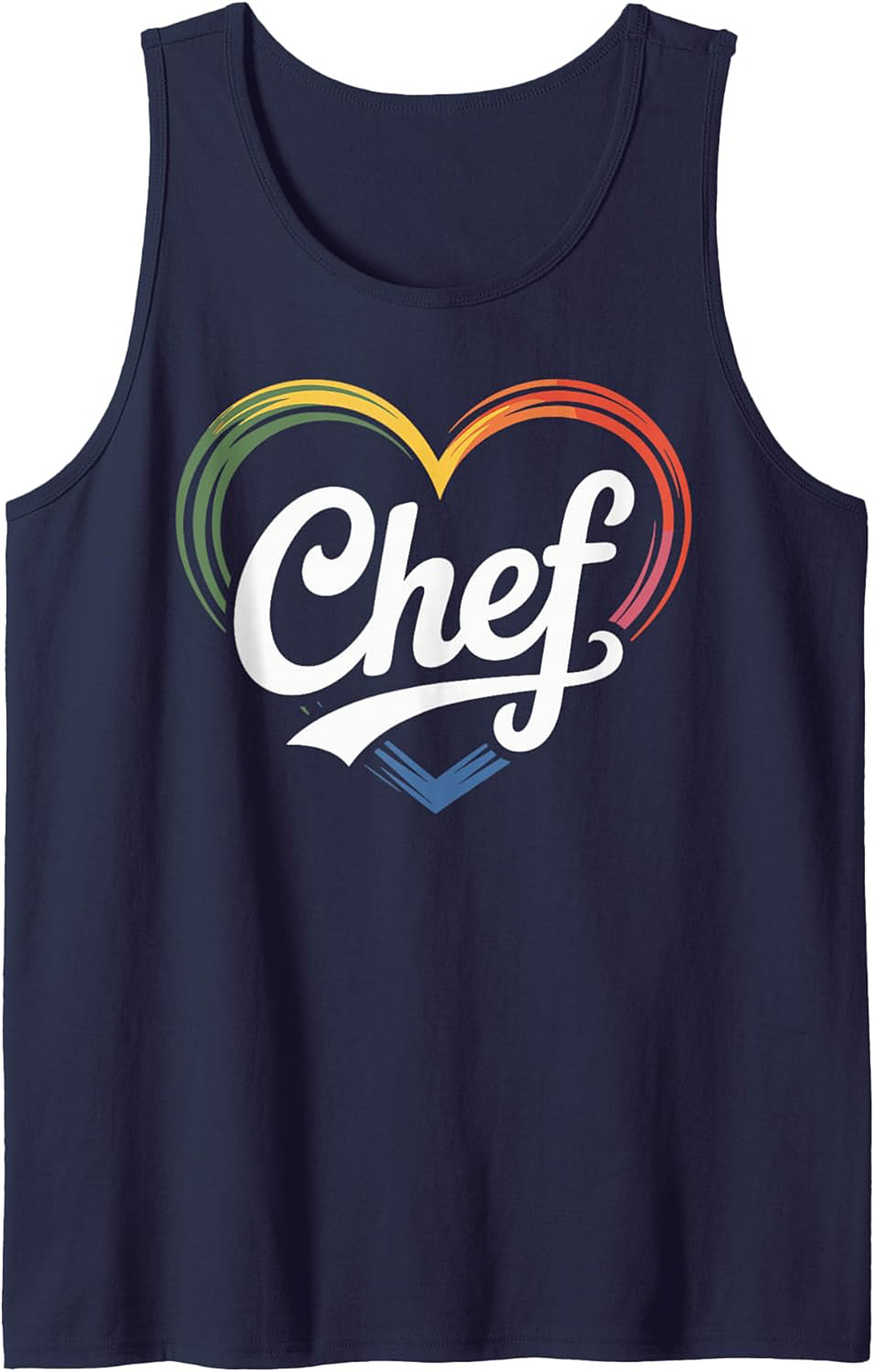Chef Tank Top Rainbow Heart Graphic Sleeveless Shirt