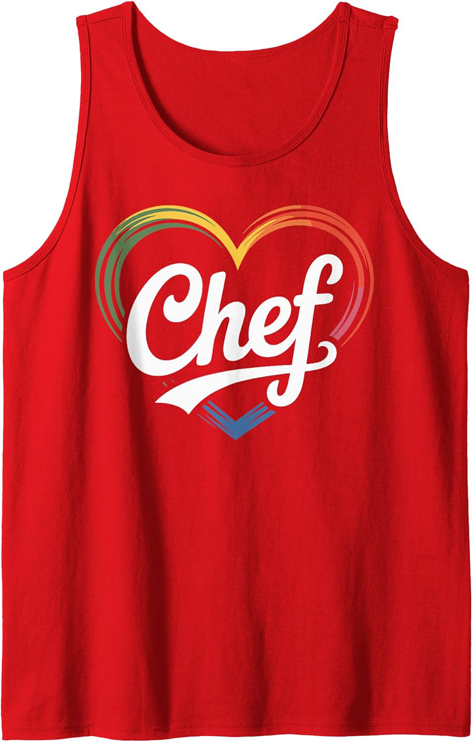 Chef Tank Top Rainbow Heart Graphic Sleeveless Shirt