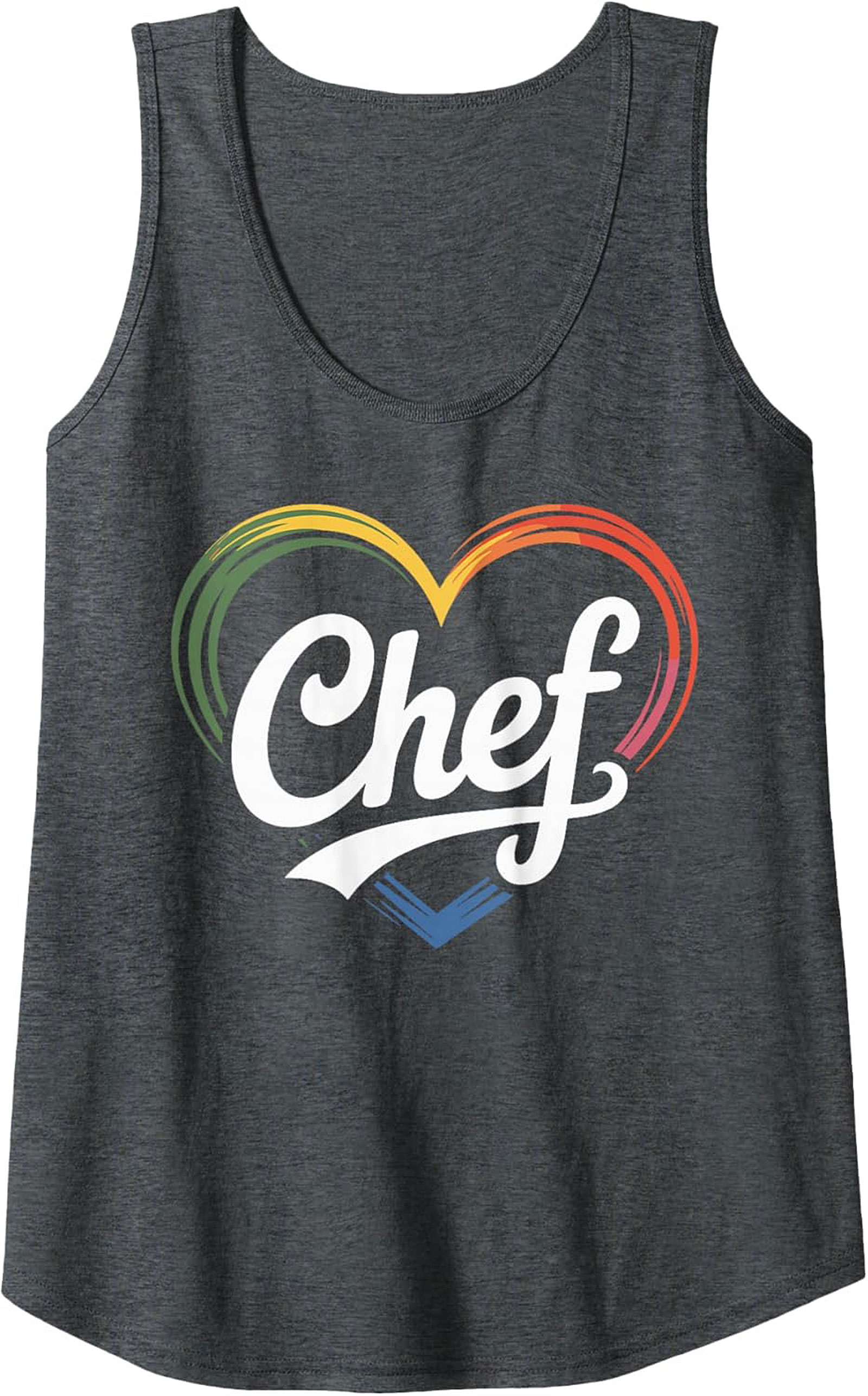 Chef Tank Top Rainbow Heart Graphic Sleeveless Shirt