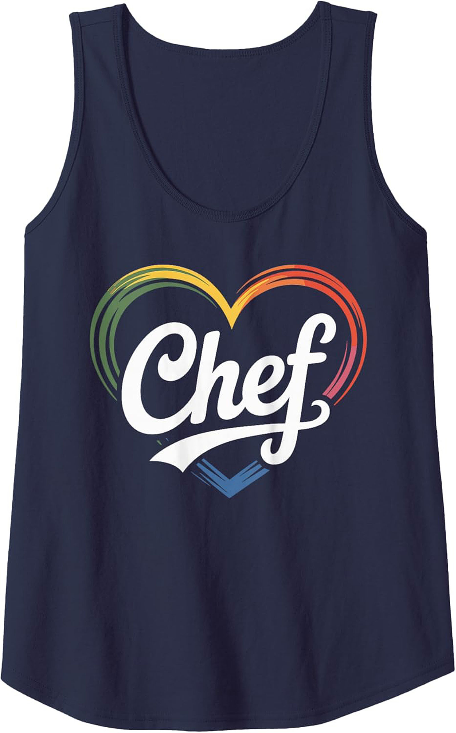 Chef Tank Top Rainbow Heart Graphic Sleeveless Shirt