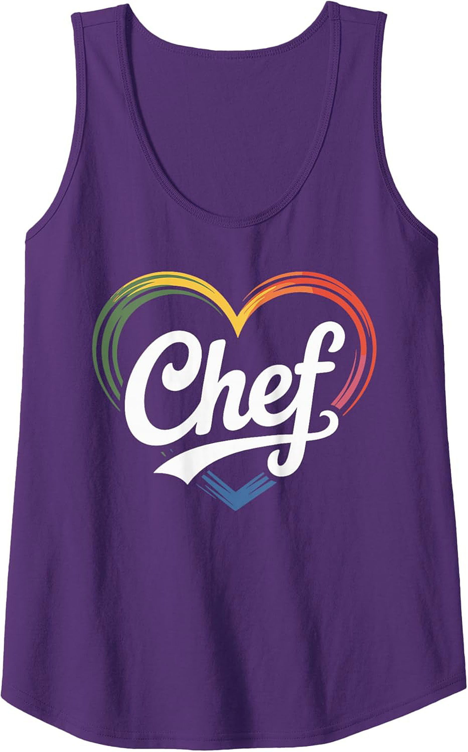 Chef Tank Top Rainbow Heart Graphic Sleeveless Shirt