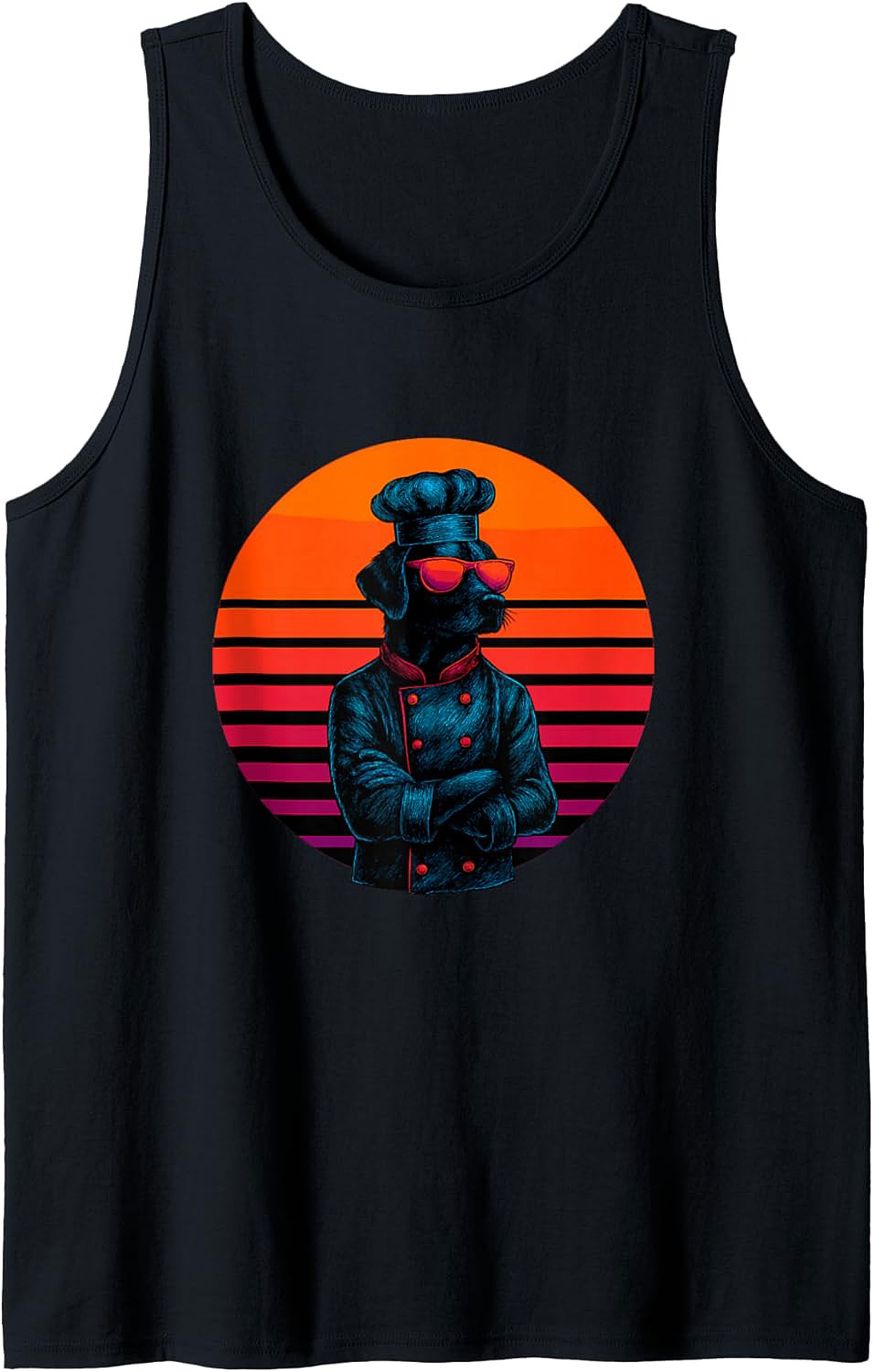 Chef Dog Tank Top Retro Graphic Sleeveless Shirt Gift