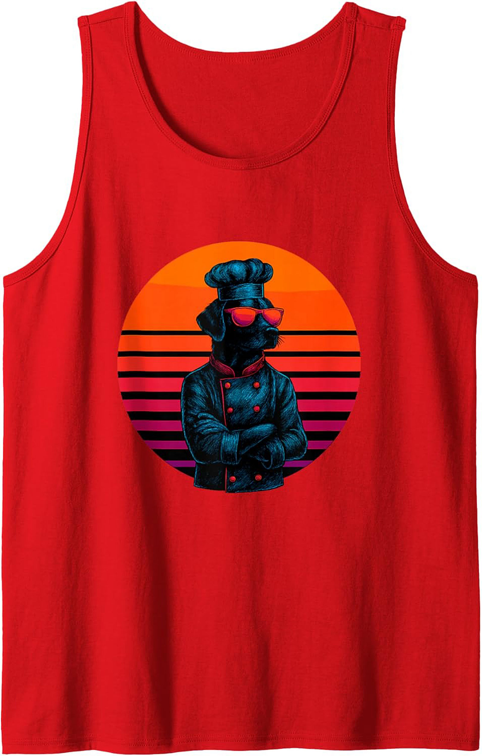 Chef Dog Tank Top Retro Graphic Sleeveless Shirt Gift