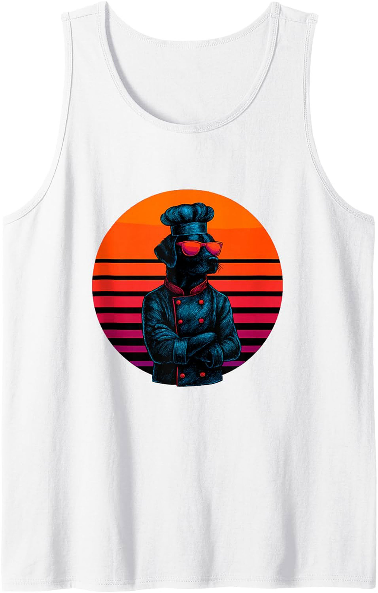 Chef Dog Tank Top Retro Graphic Sleeveless Shirt Gift
