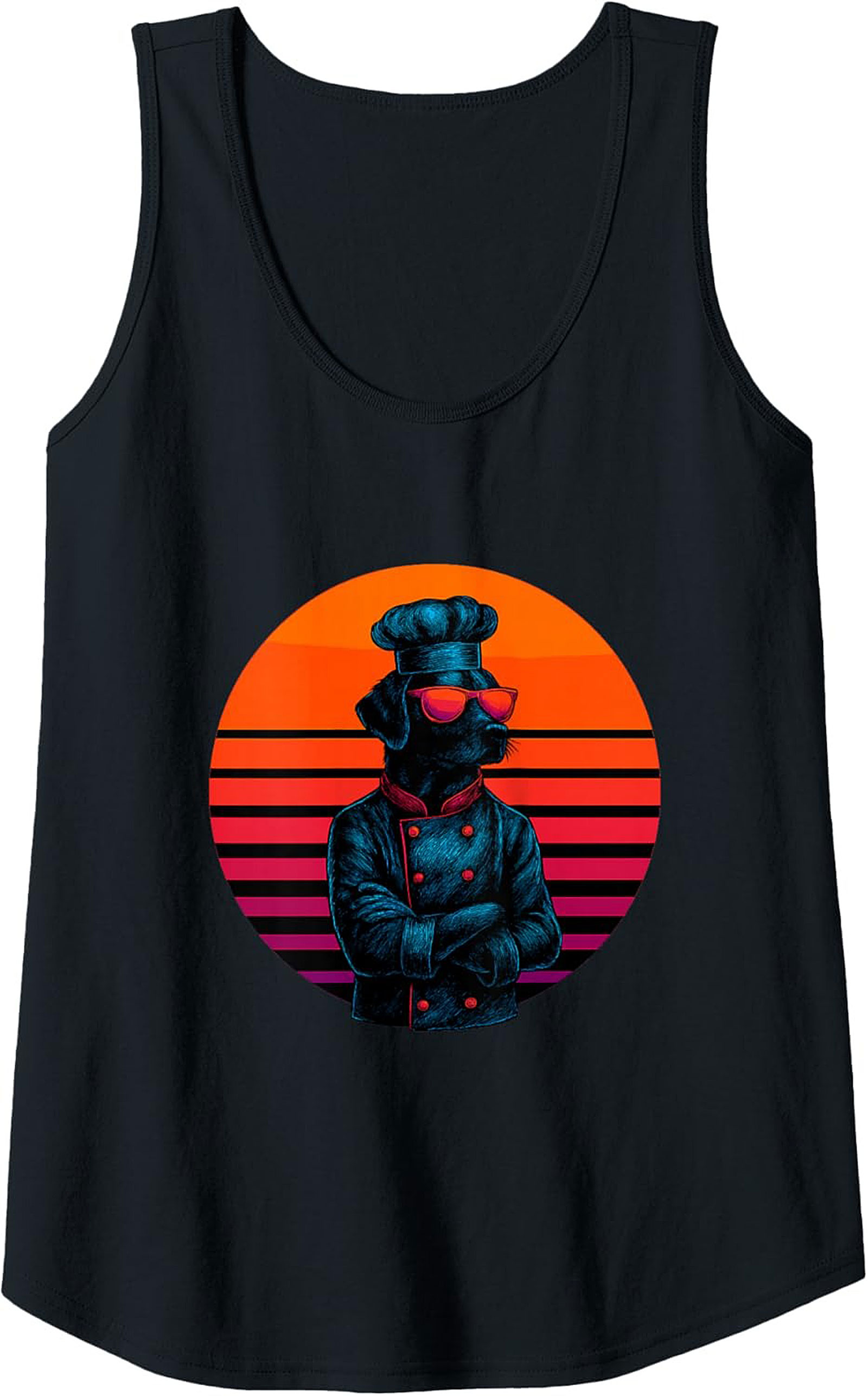 Chef Dog Tank Top Retro Graphic Sleeveless Shirt Gift