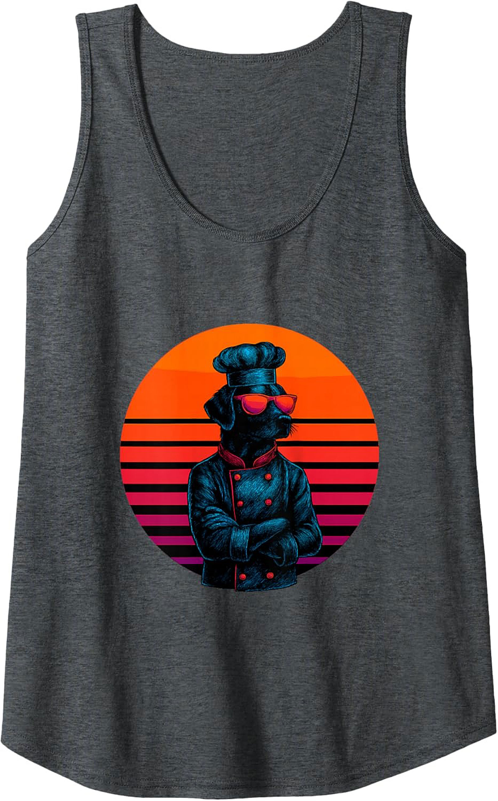 Chef Dog Tank Top Retro Graphic Sleeveless Shirt Gift