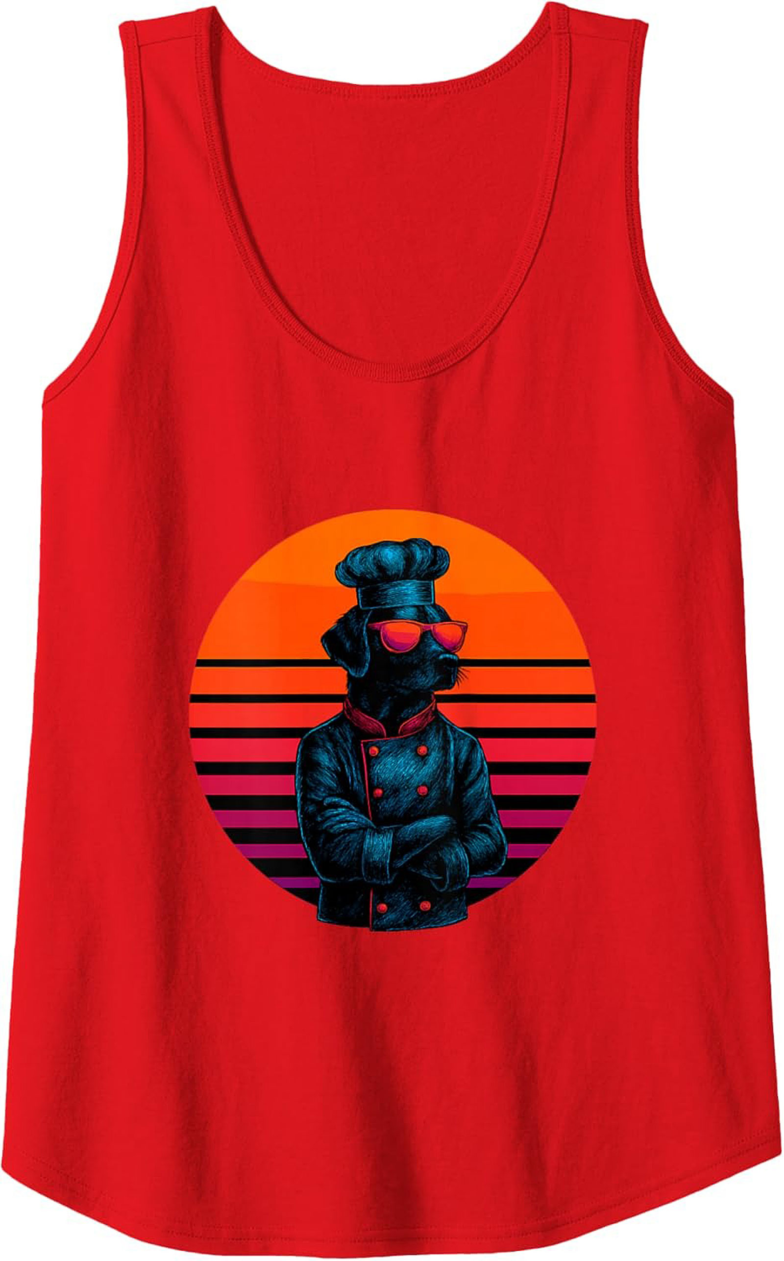 Chef Dog Tank Top Retro Graphic Sleeveless Shirt Gift