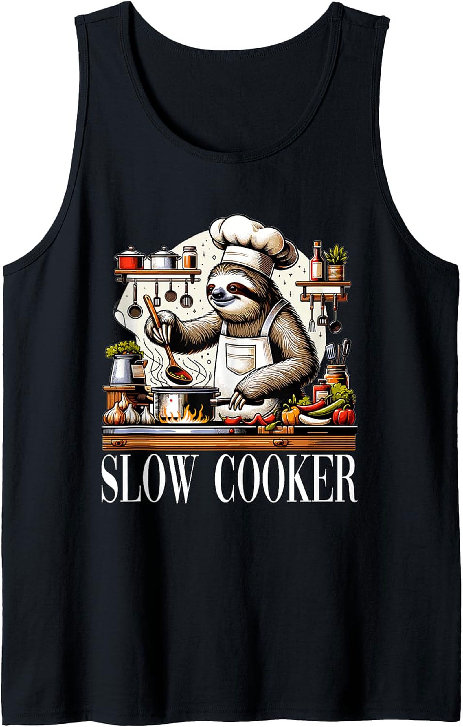Sloth Chef Slow Cooker Funny Graphic Tank Top Summer Wear