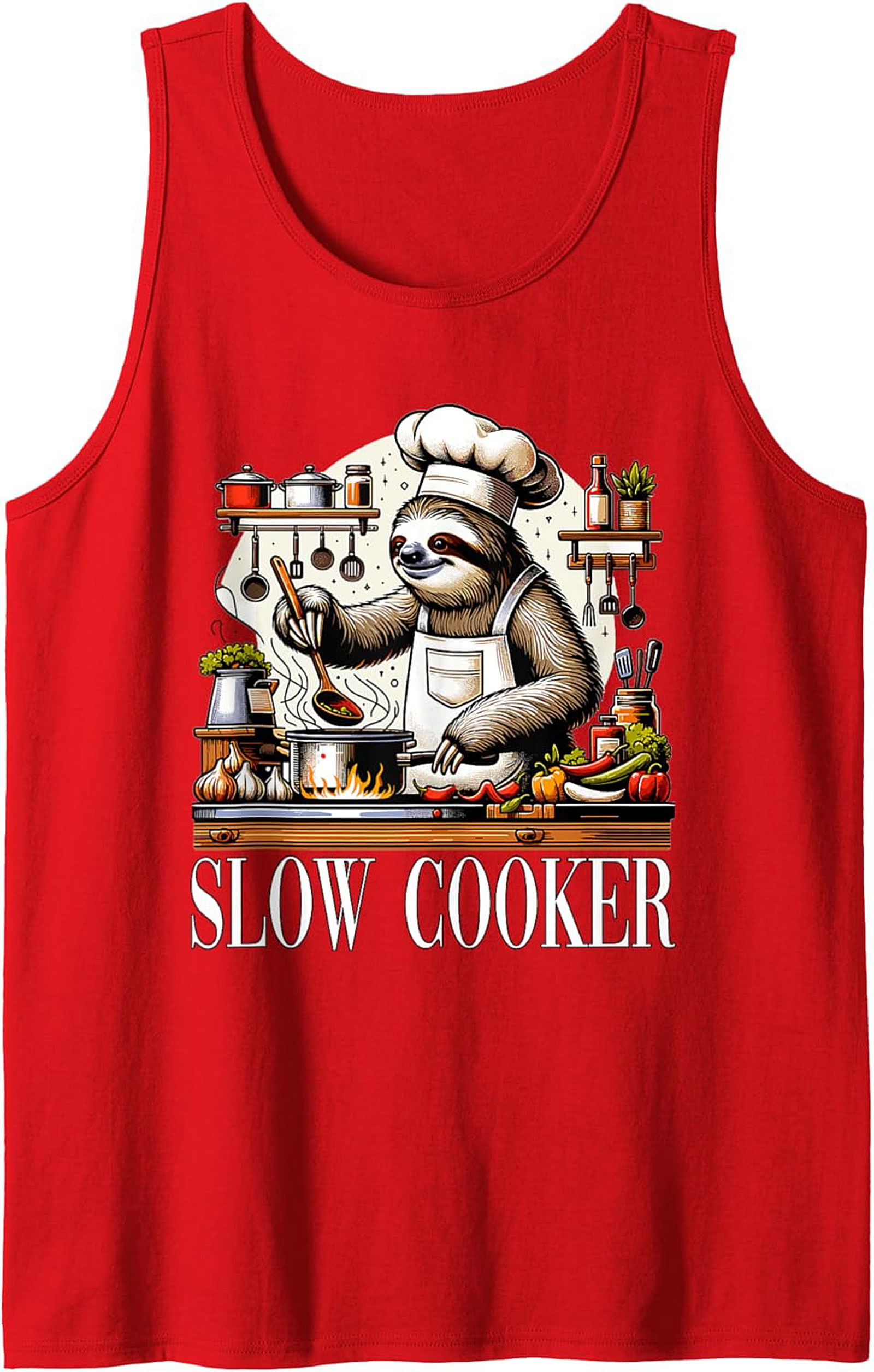Sloth Chef Slow Cooker Funny Graphic Tank Top Summer Wear