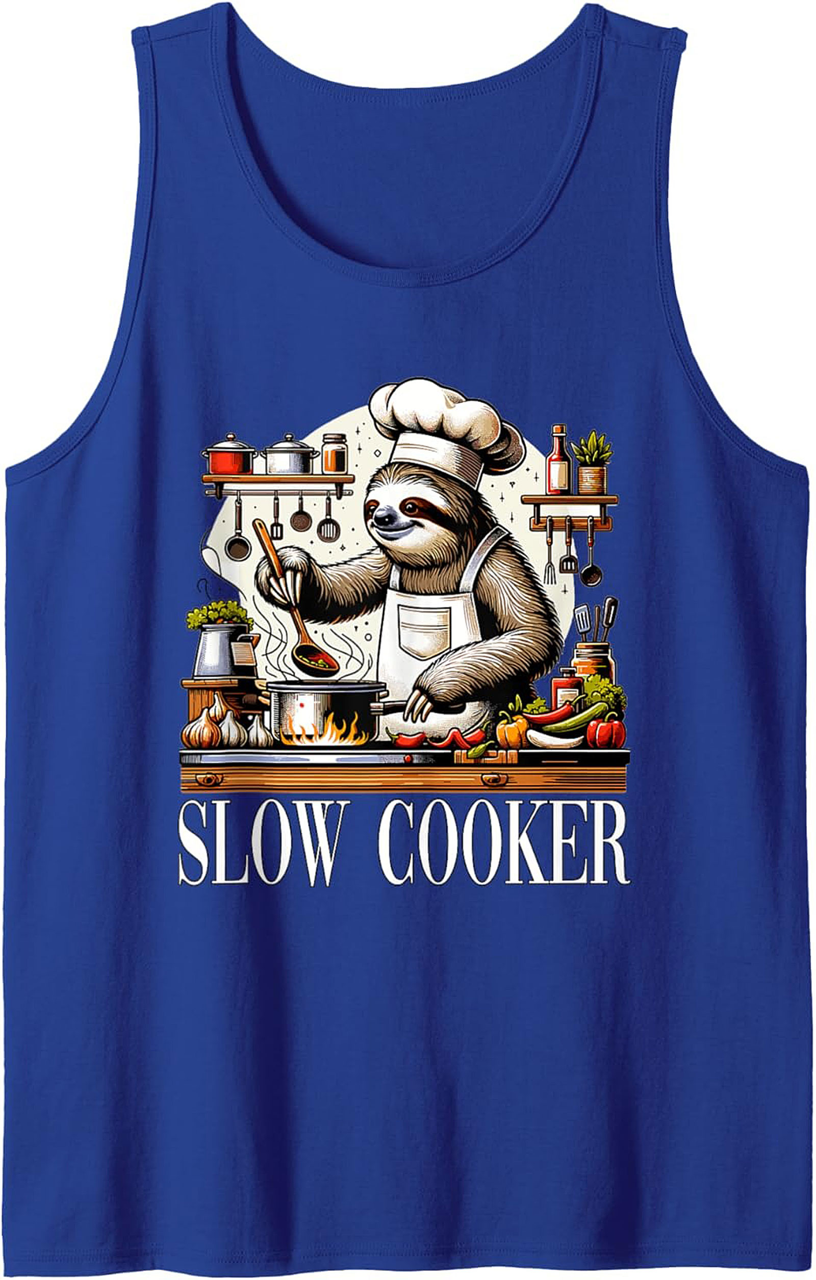 Sloth Chef Slow Cooker Funny Graphic Tank Top Summer Wear
