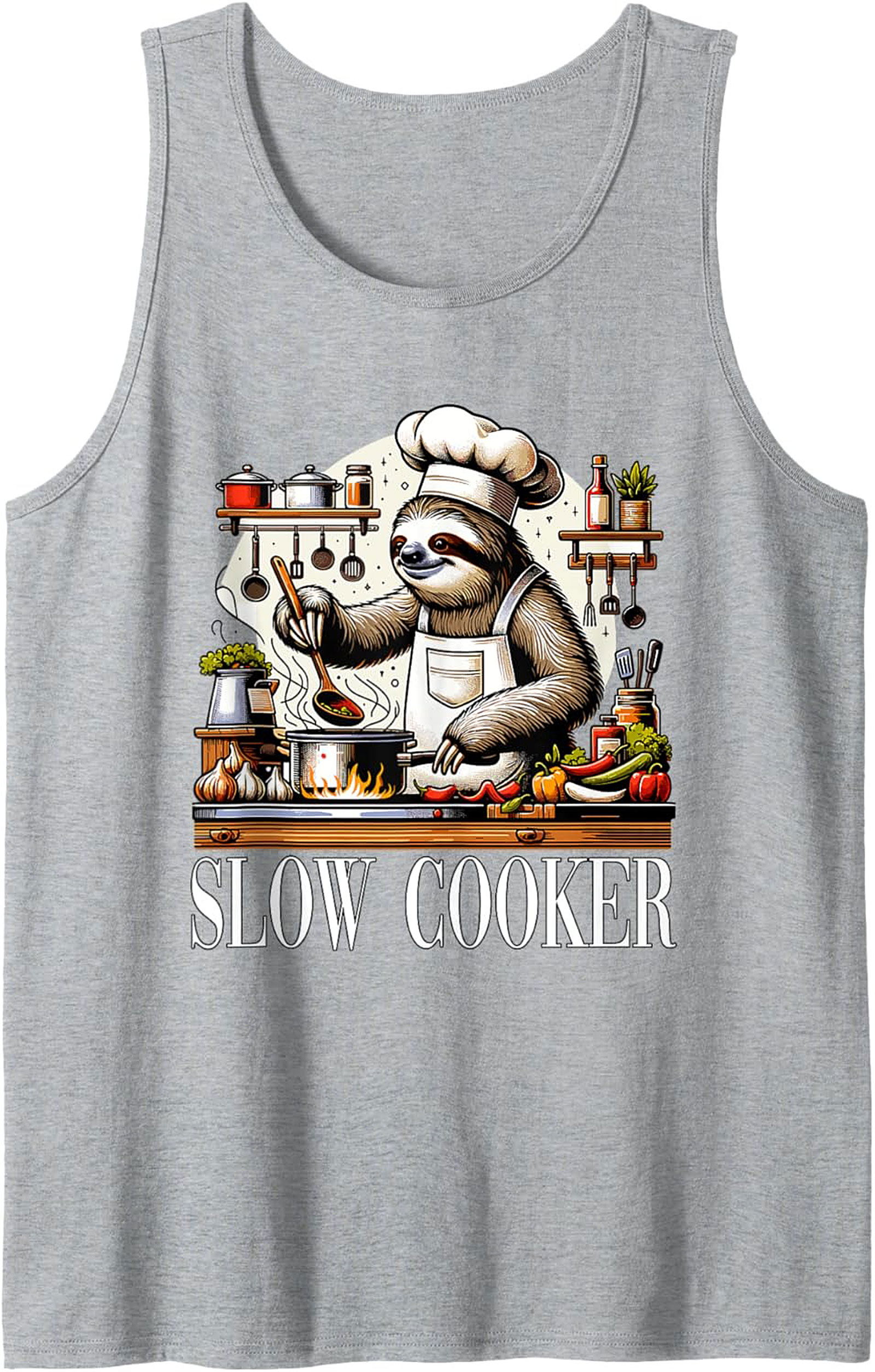 Sloth Chef Slow Cooker Funny Graphic Tank Top Summer Wear