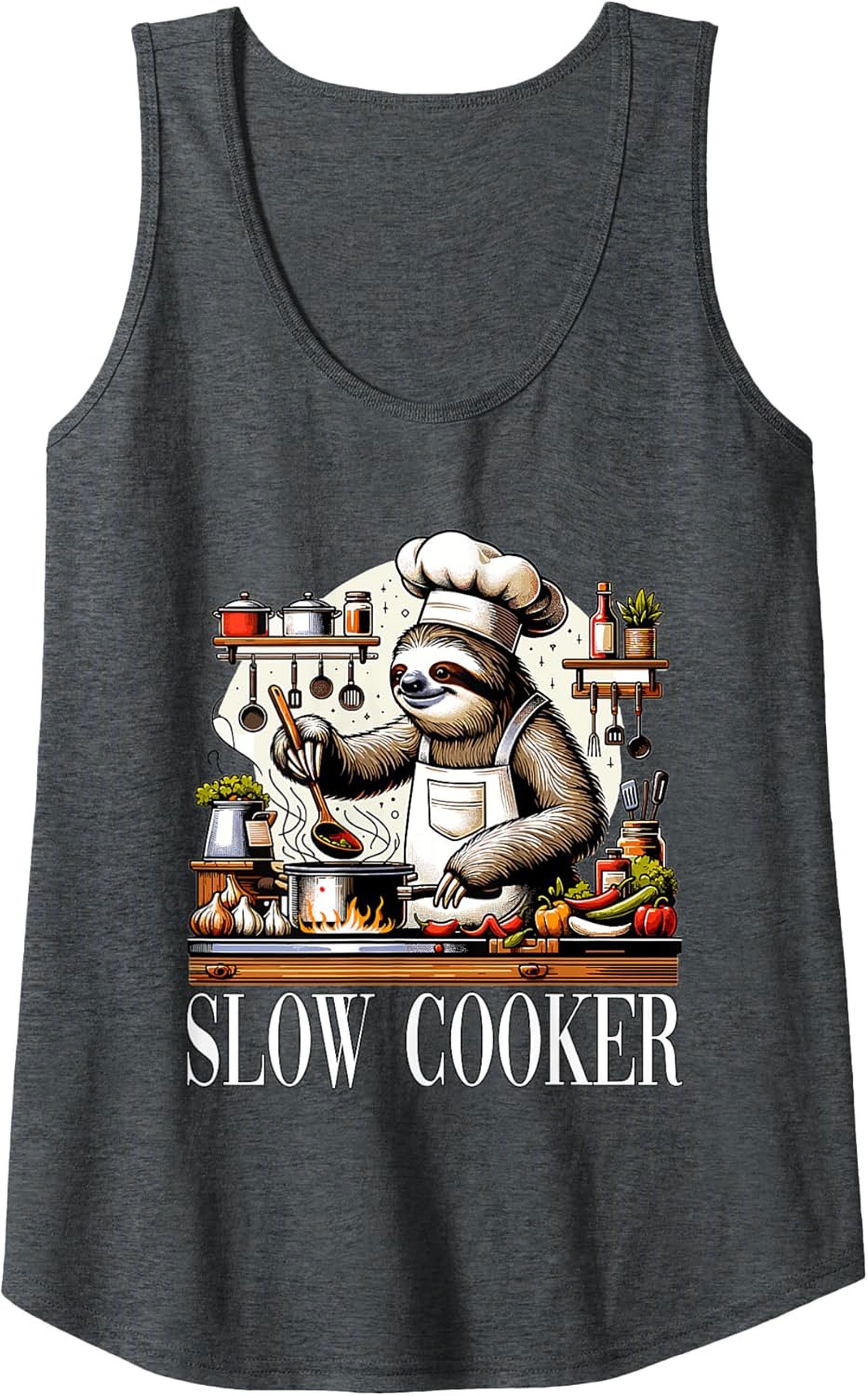 Sloth Chef Slow Cooker Funny Graphic Tank Top Summer Wear
