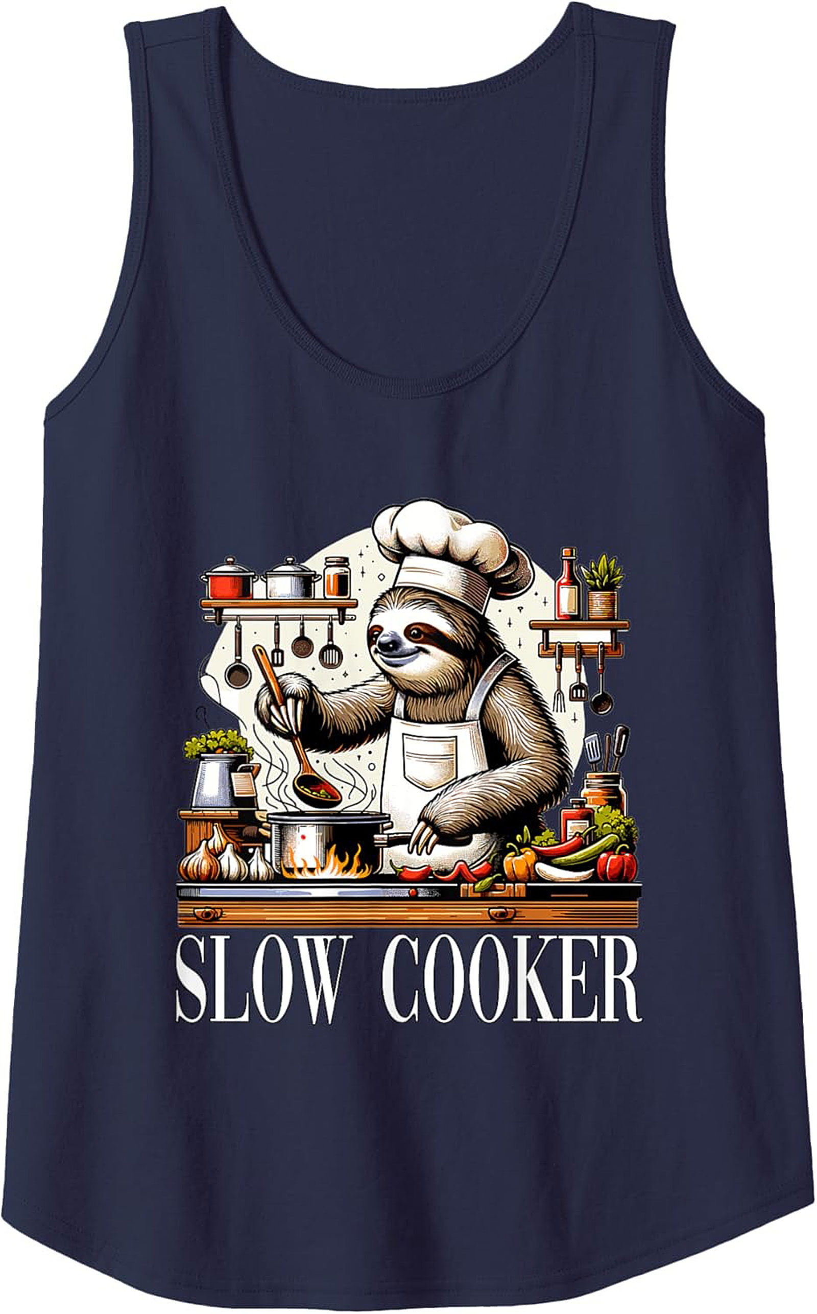 Sloth Chef Slow Cooker Funny Graphic Tank Top Summer Wear