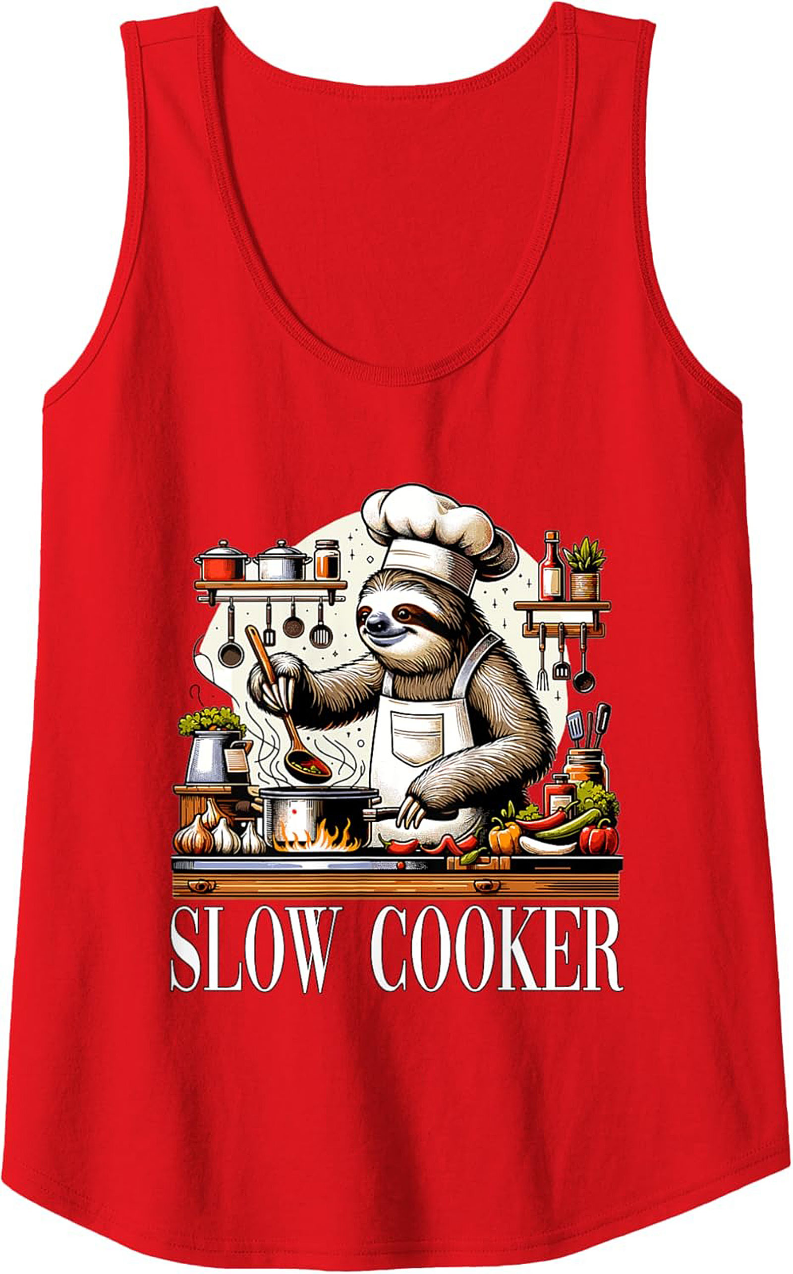 Sloth Chef Slow Cooker Funny Graphic Tank Top Summer Wear