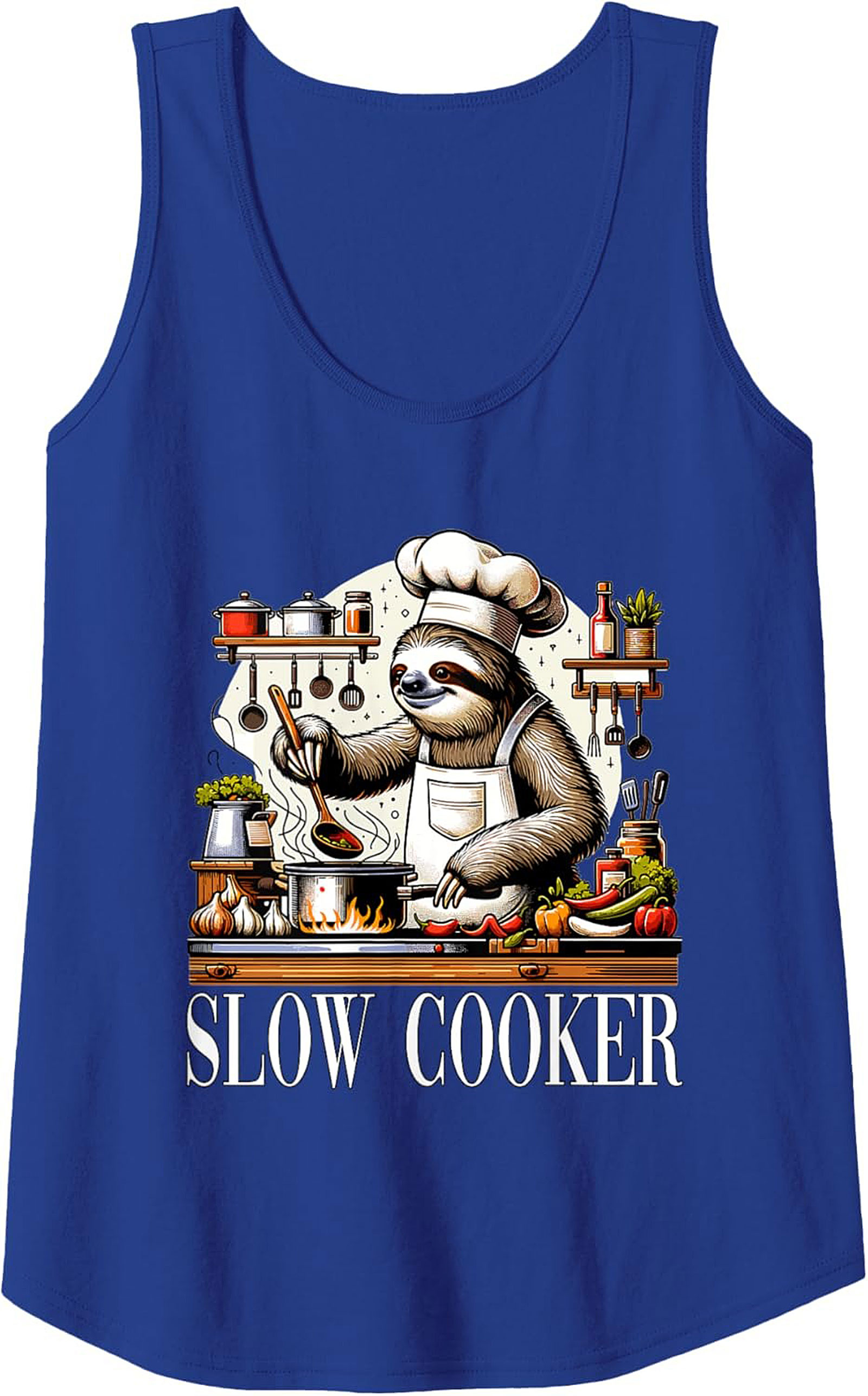 Sloth Chef Slow Cooker Funny Graphic Tank Top Summer Wear