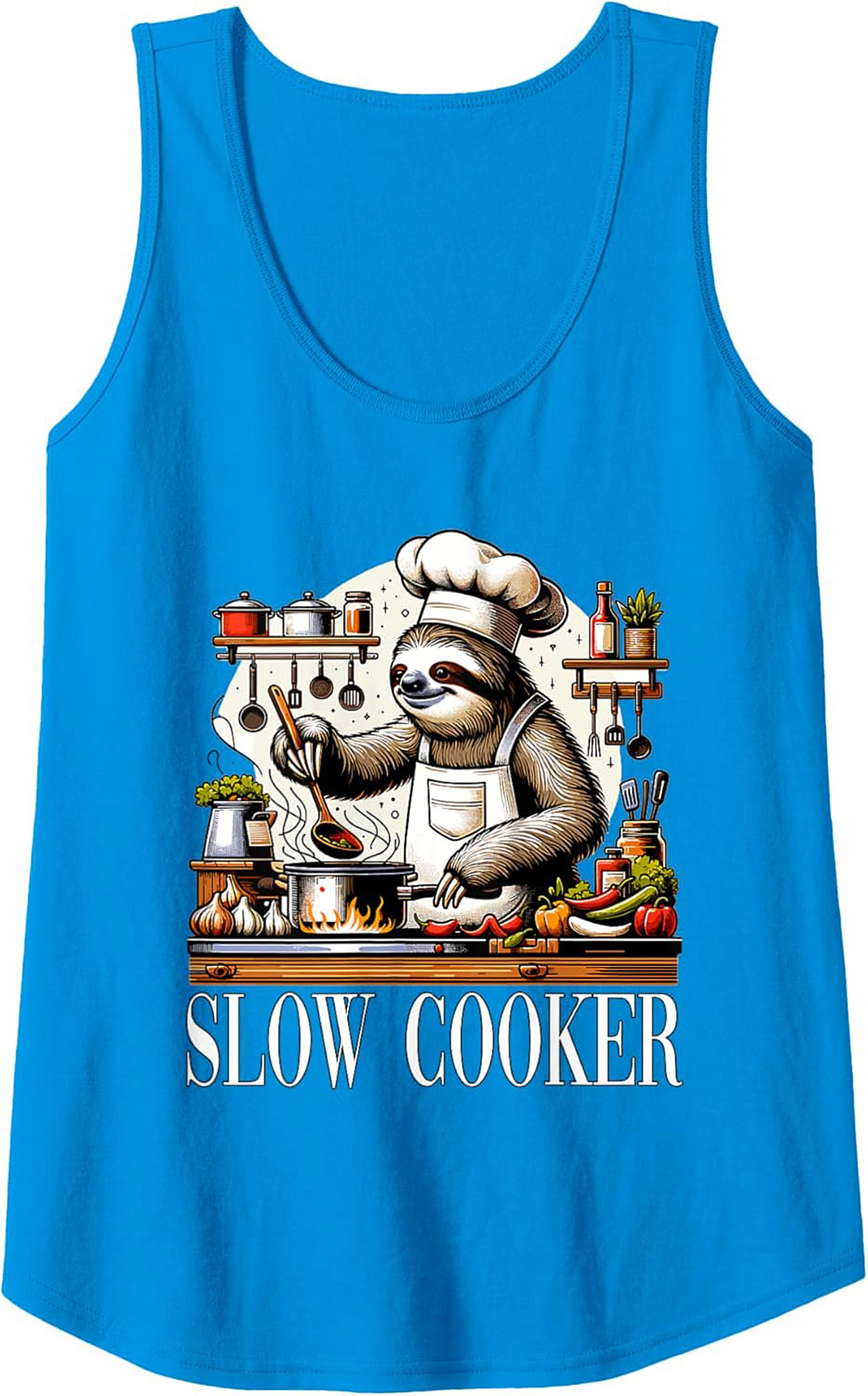 Sloth Chef Slow Cooker Funny Graphic Tank Top Summer Wear