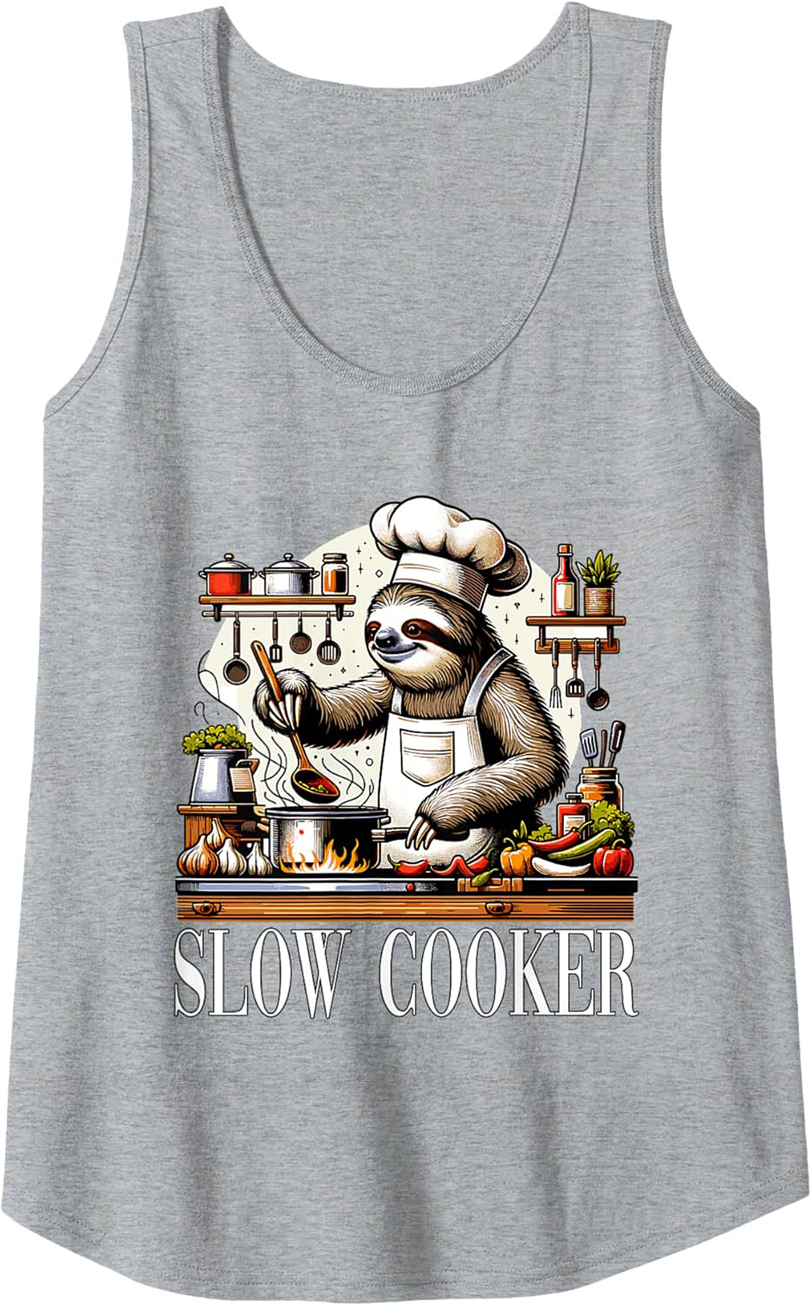 Sloth Chef Slow Cooker Funny Graphic Tank Top Summer Wear