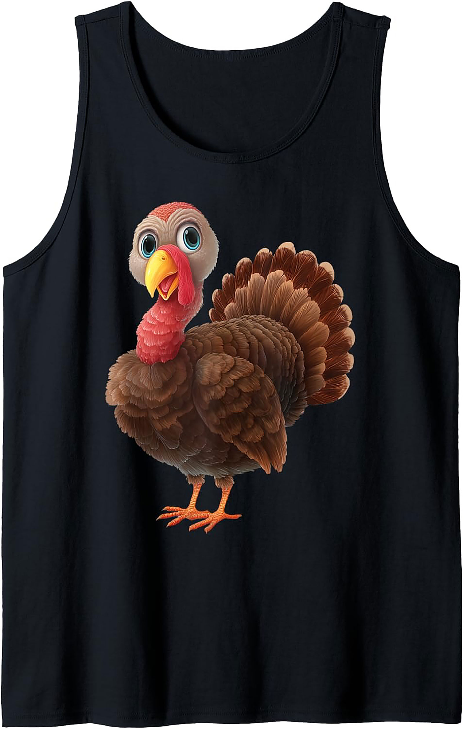 Adorable Cartoon Turkey Graphic Tank Top | Fun Thanksgiving Sleeveless Shirt