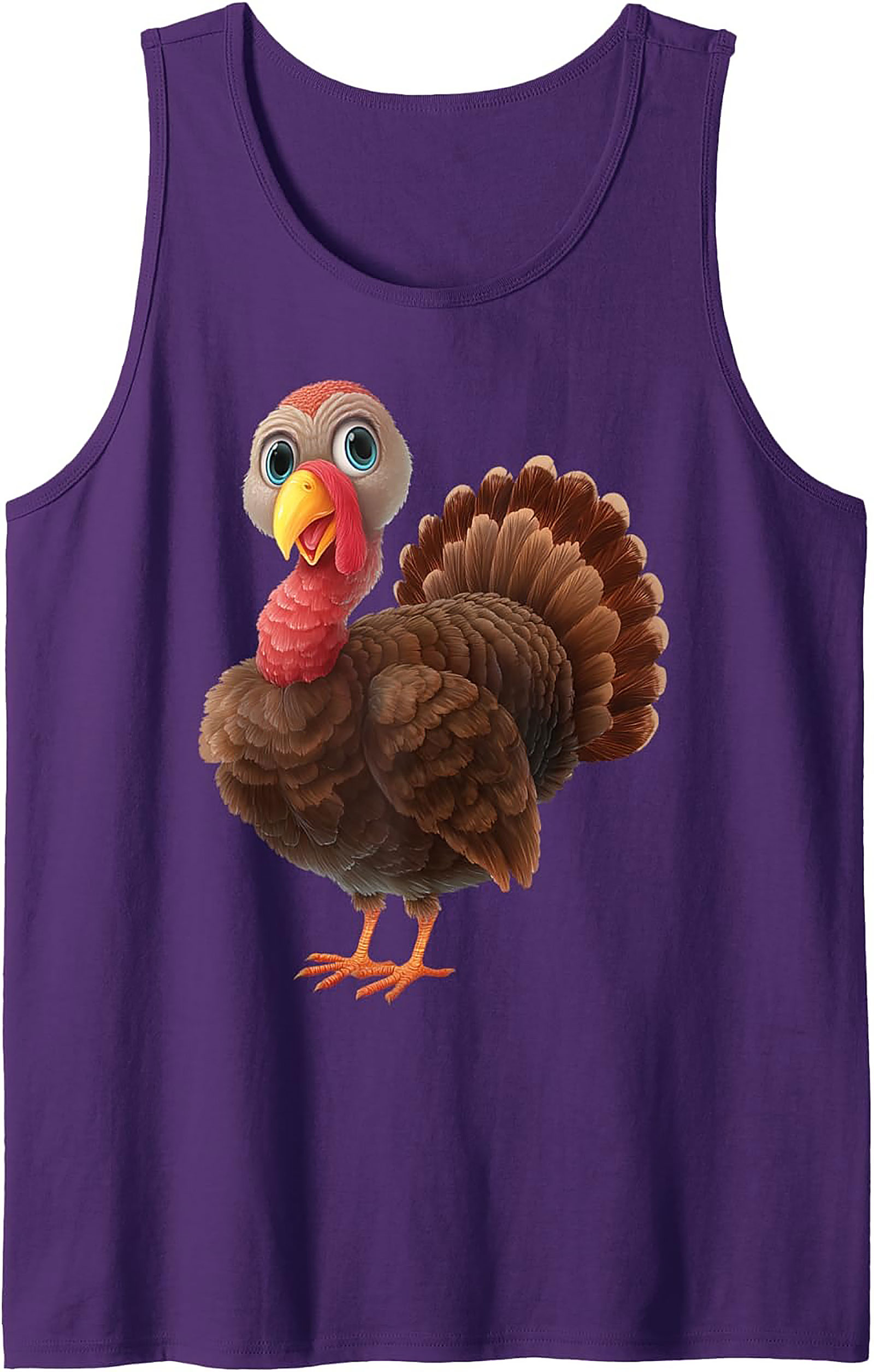Adorable Cartoon Turkey Graphic Tank Top | Fun Thanksgiving Sleeveless Shirt