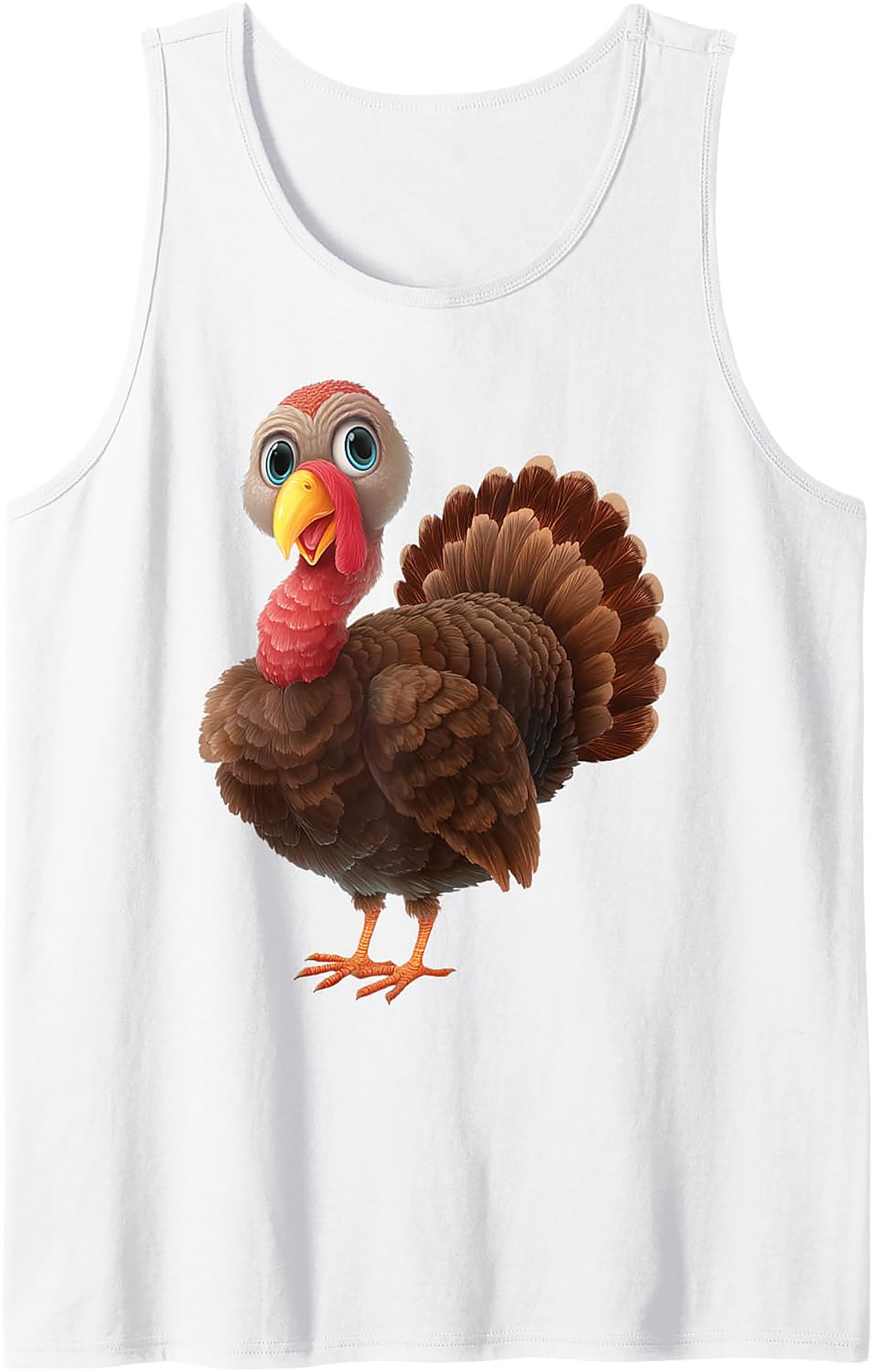 Adorable Cartoon Turkey Graphic Tank Top | Fun Thanksgiving Sleeveless Shirt