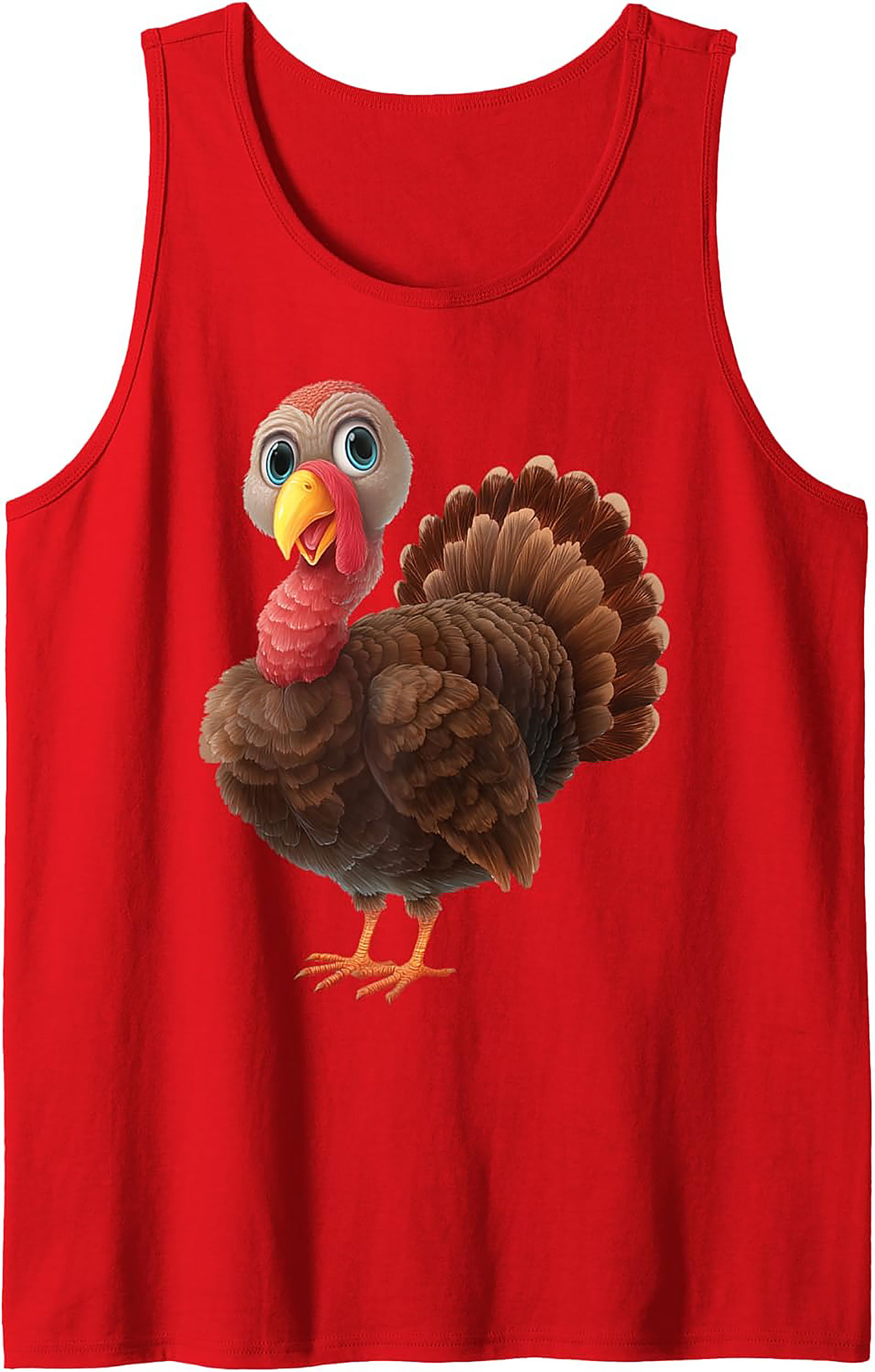 Adorable Cartoon Turkey Graphic Tank Top | Fun Thanksgiving Sleeveless Shirt