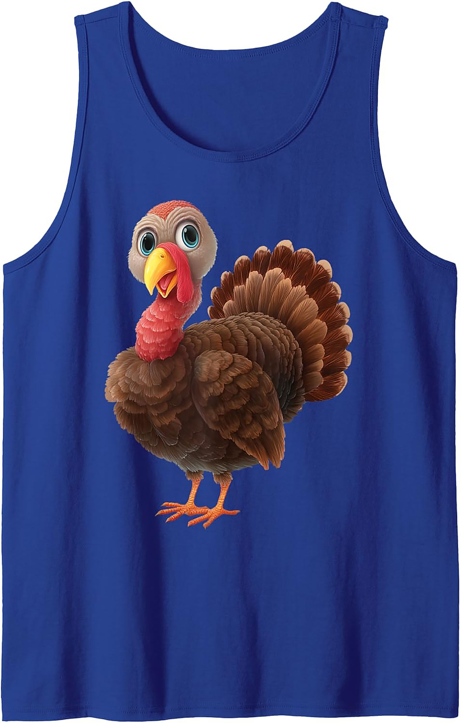 Adorable Cartoon Turkey Graphic Tank Top | Fun Thanksgiving Sleeveless Shirt