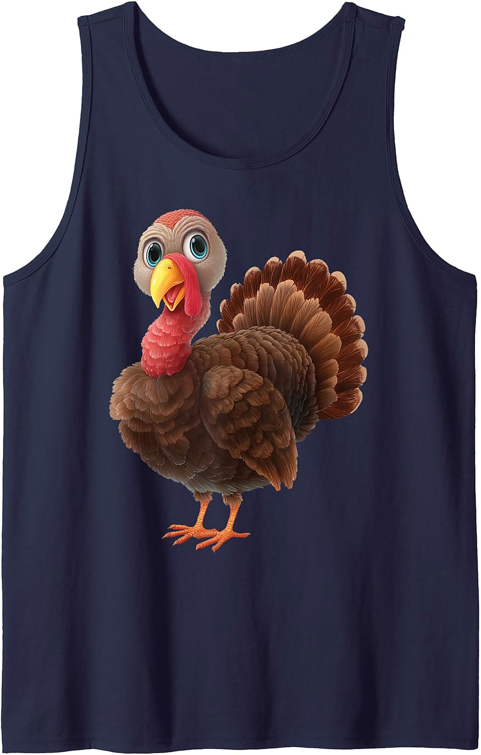 Adorable Cartoon Turkey Graphic Tank Top | Fun Thanksgiving Sleeveless Shirt