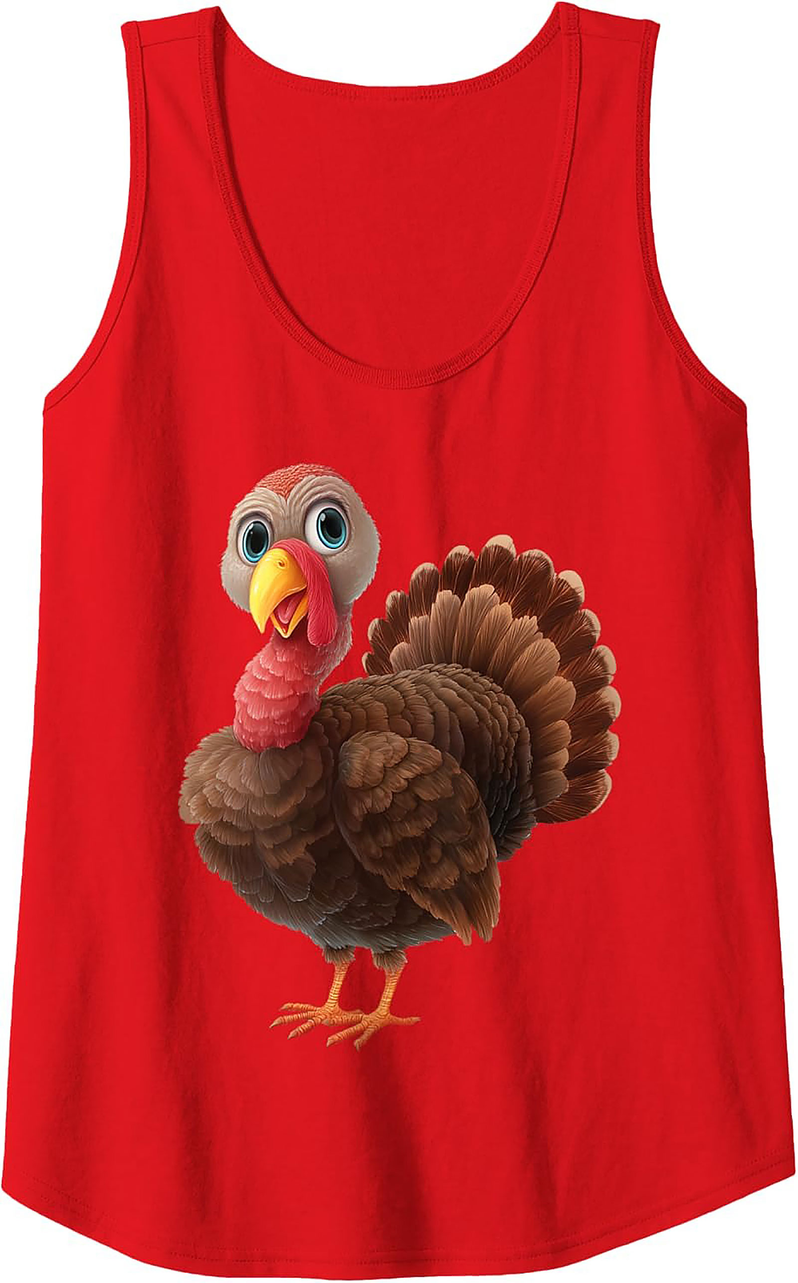 Adorable Cartoon Turkey Graphic Tank Top | Fun Thanksgiving Sleeveless Shirt
