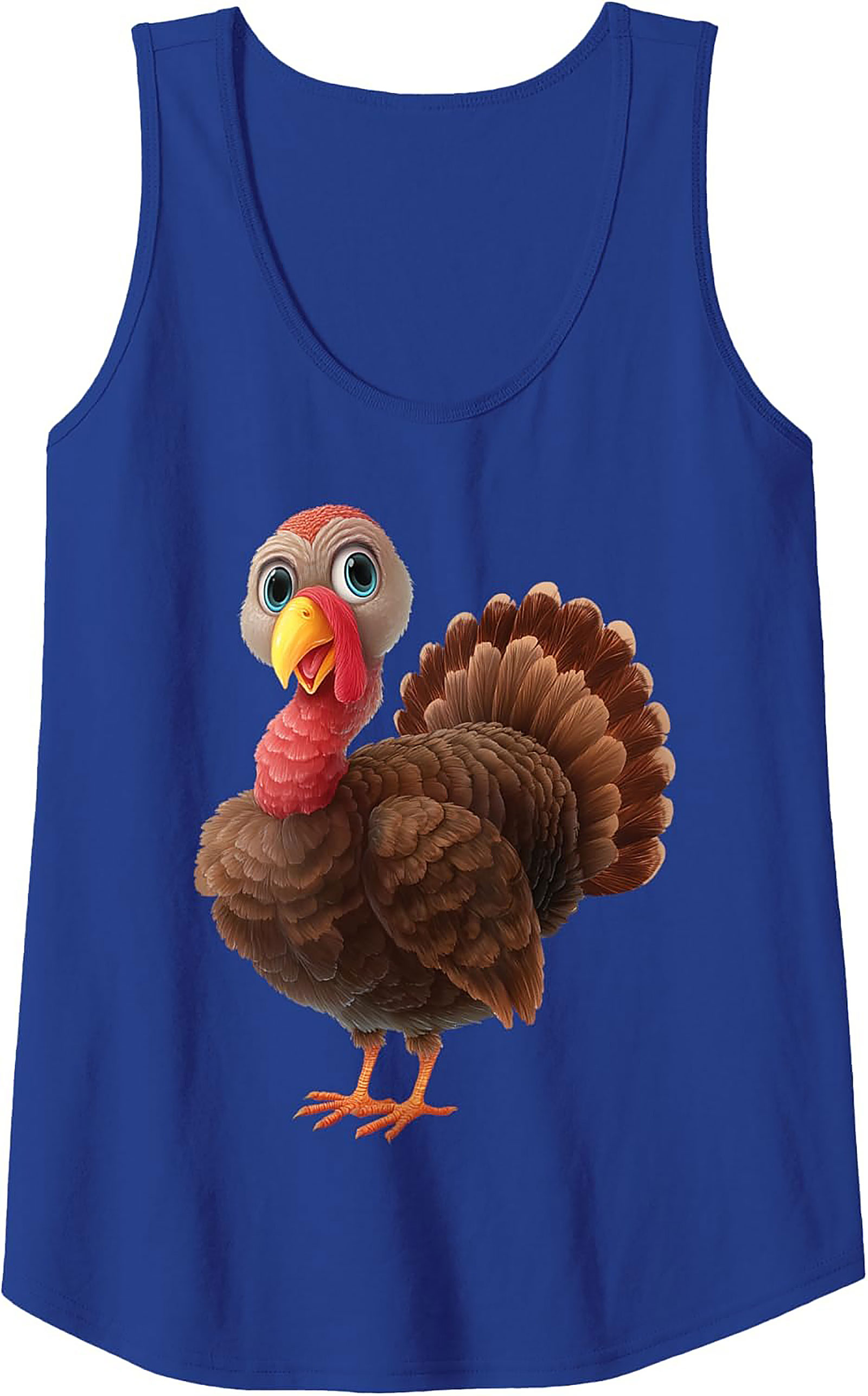 Adorable Cartoon Turkey Graphic Tank Top | Fun Thanksgiving Sleeveless Shirt