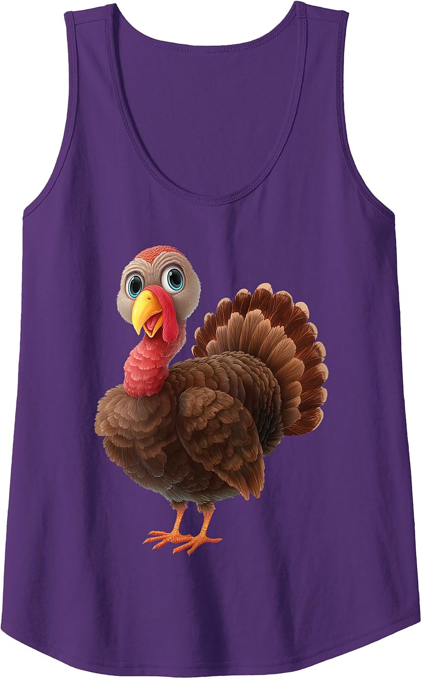 Adorable Cartoon Turkey Graphic Tank Top | Fun Thanksgiving Sleeveless Shirt