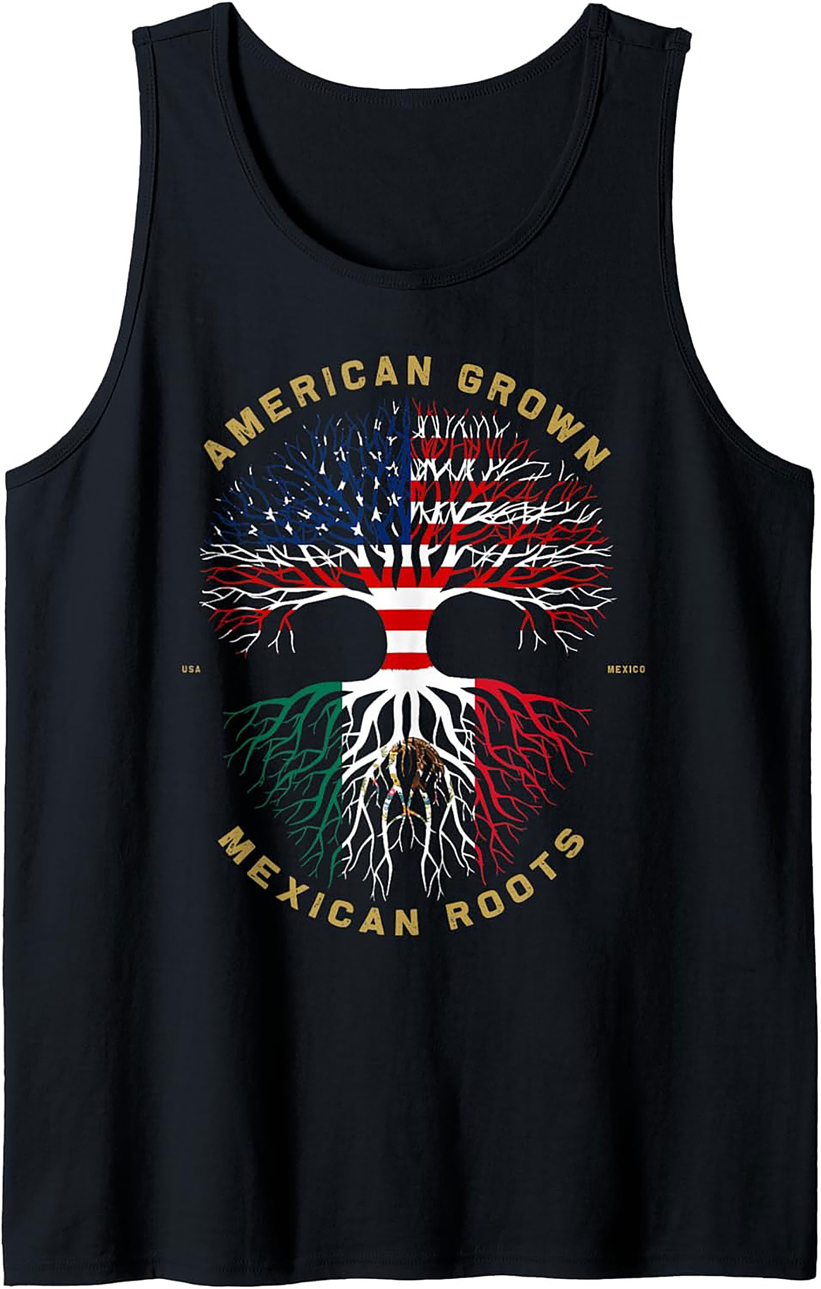 Mexican Roots Graphic Tank American Grown Sleeveless Shirt